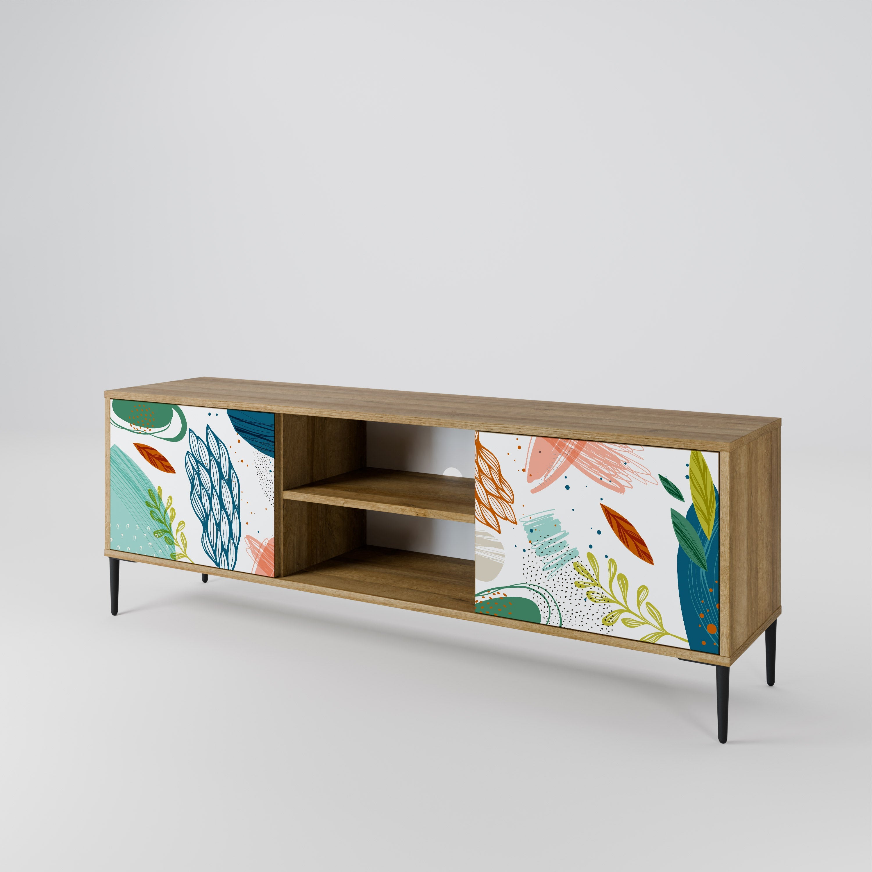 BOTANICAL HURRICANE 2-Door TV Stand in Oak Effect