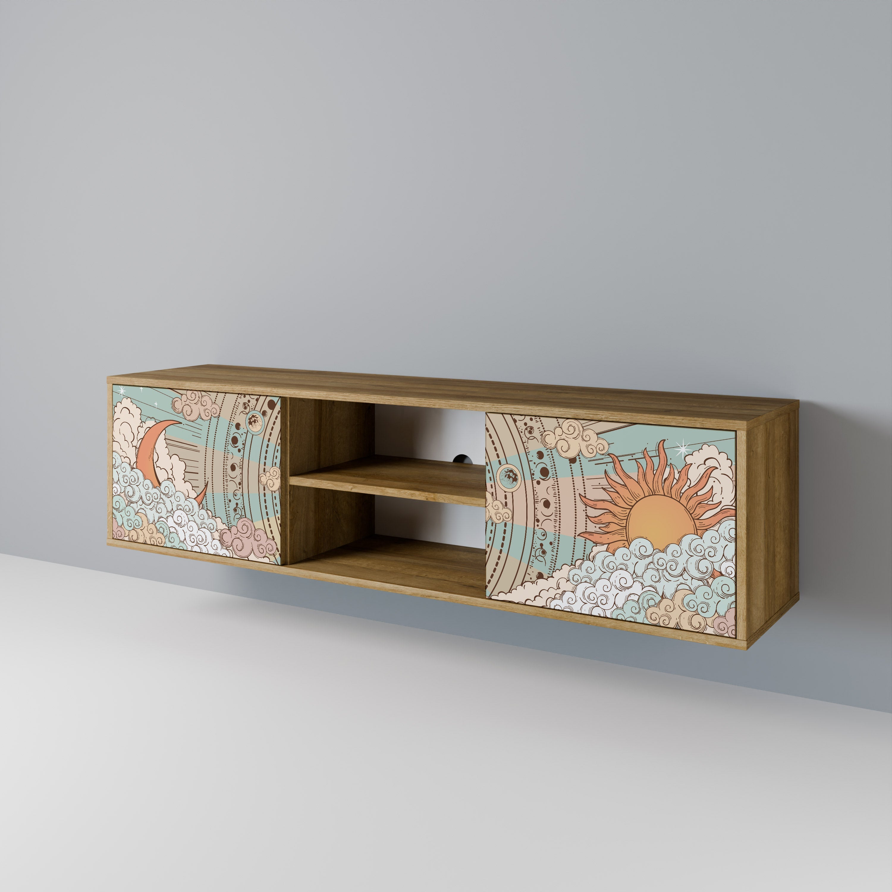 MYSTICAL STRUCTURE 2-Door TV Stand in Oak Effect