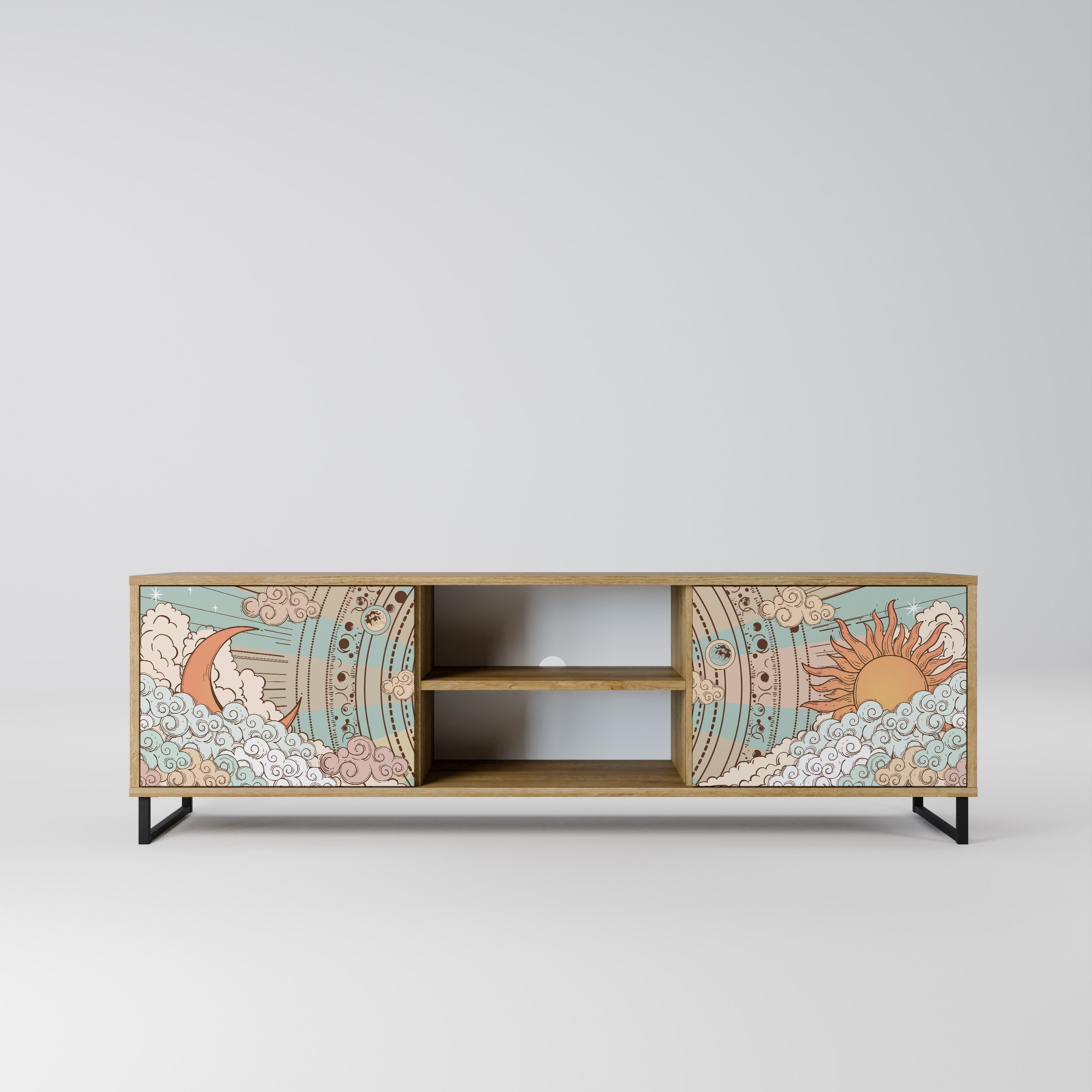 MYSTICAL STRUCTURE 2-Door TV Stand in Oak Effect