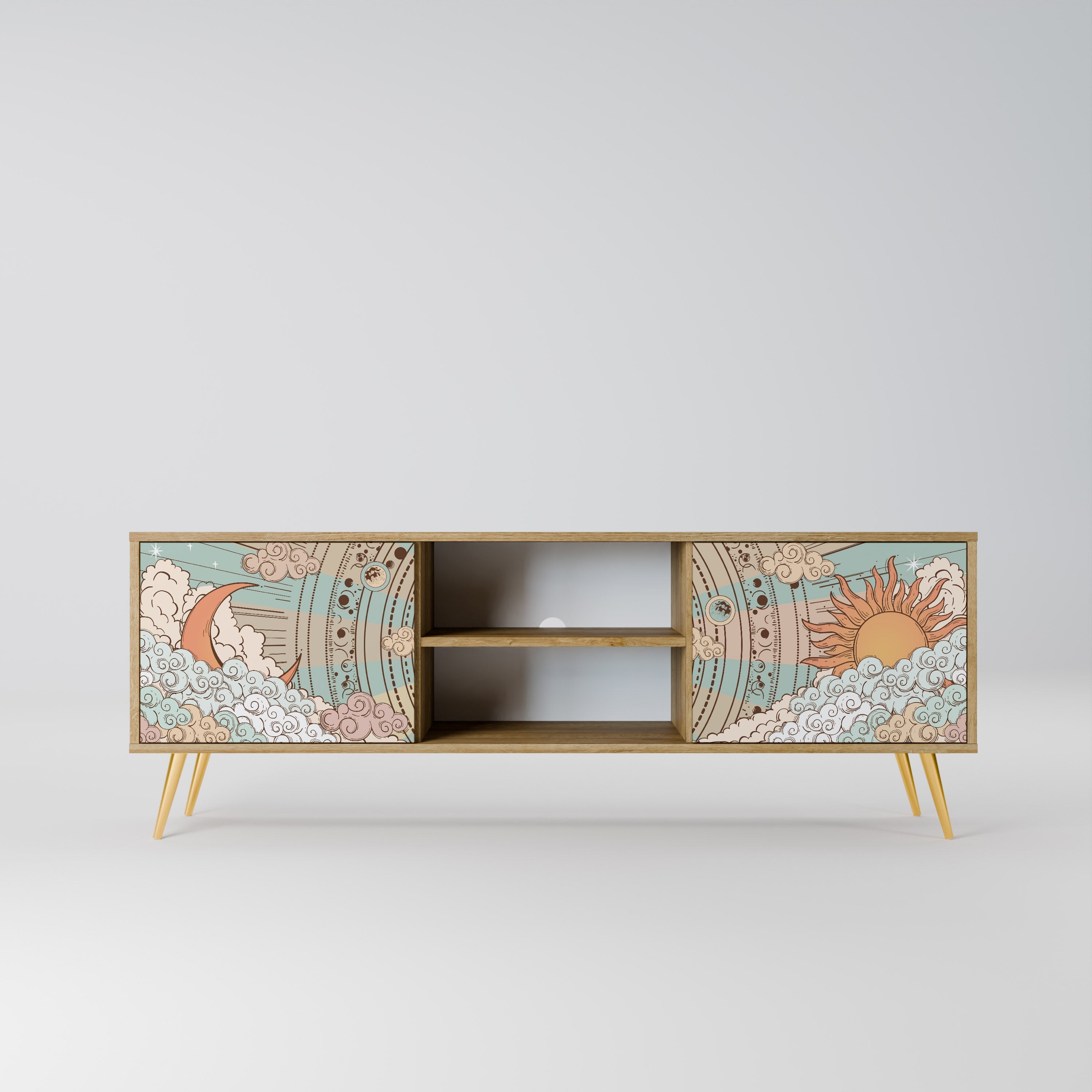 MYSTICAL STRUCTURE 2-Door TV Stand in Oak Effect