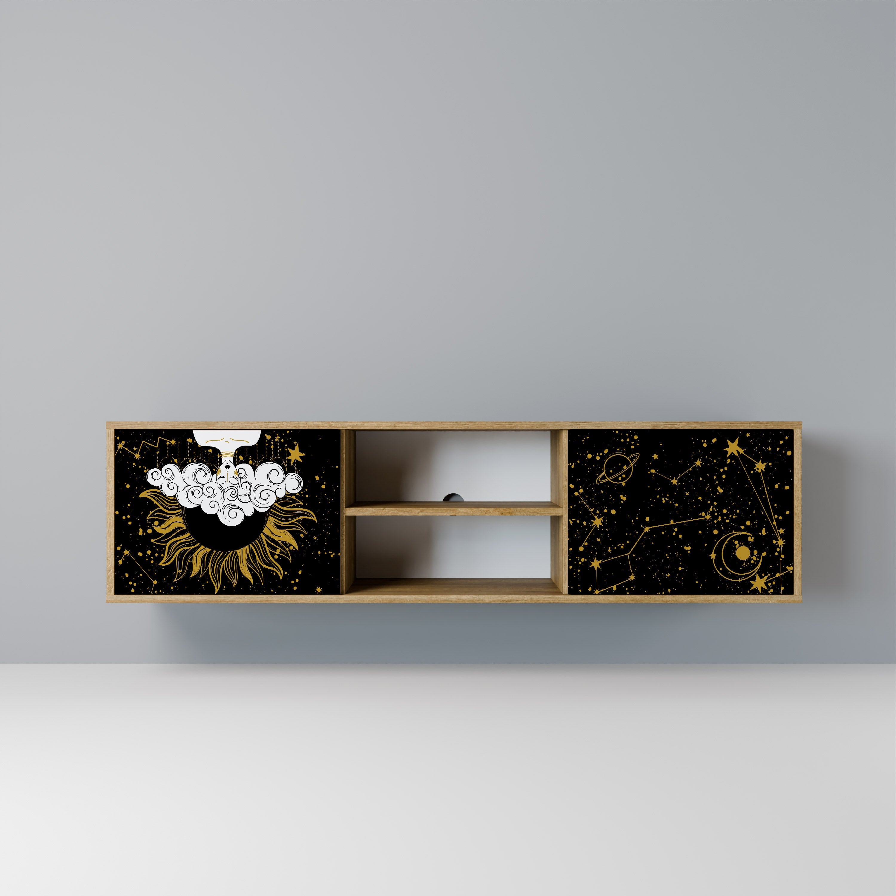 STELLAR CONSTELLATIONS 2-Door TV Stand in Oak Effect