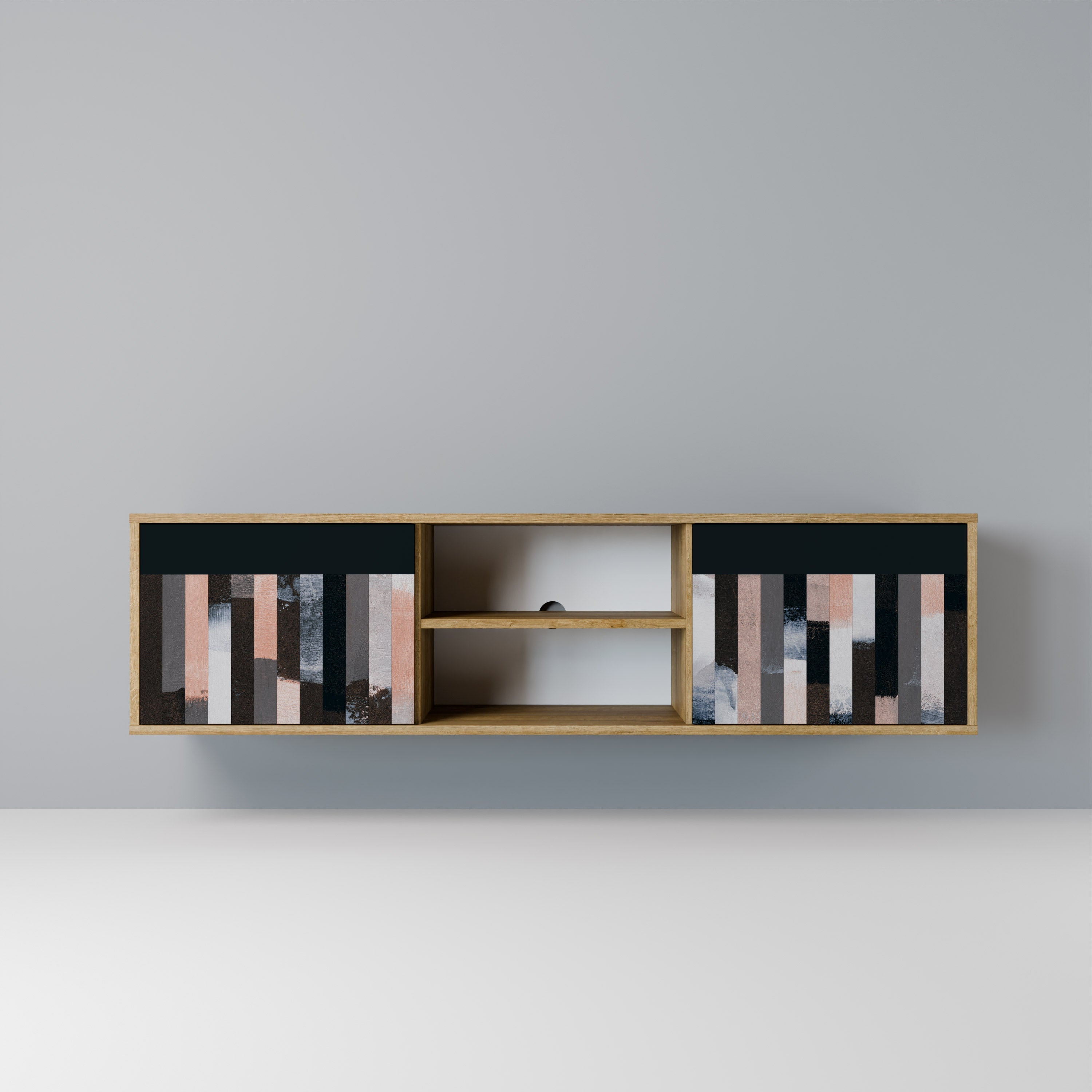 COLLAGE OF RECTANGLES 2-Door TV Stand in Oak Effect
