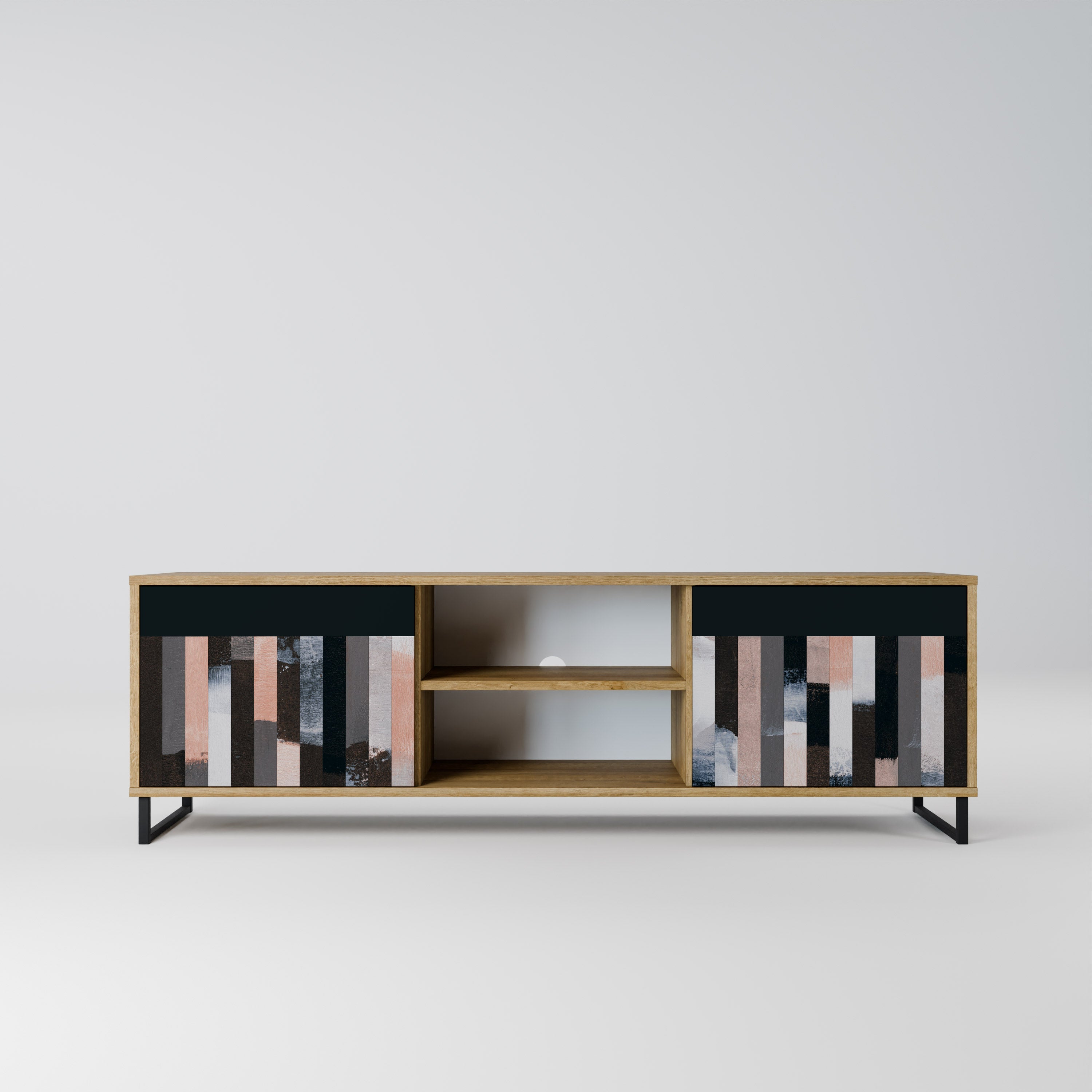 COLLAGE OF RECTANGLES 2-Door TV Stand in Oak Effect