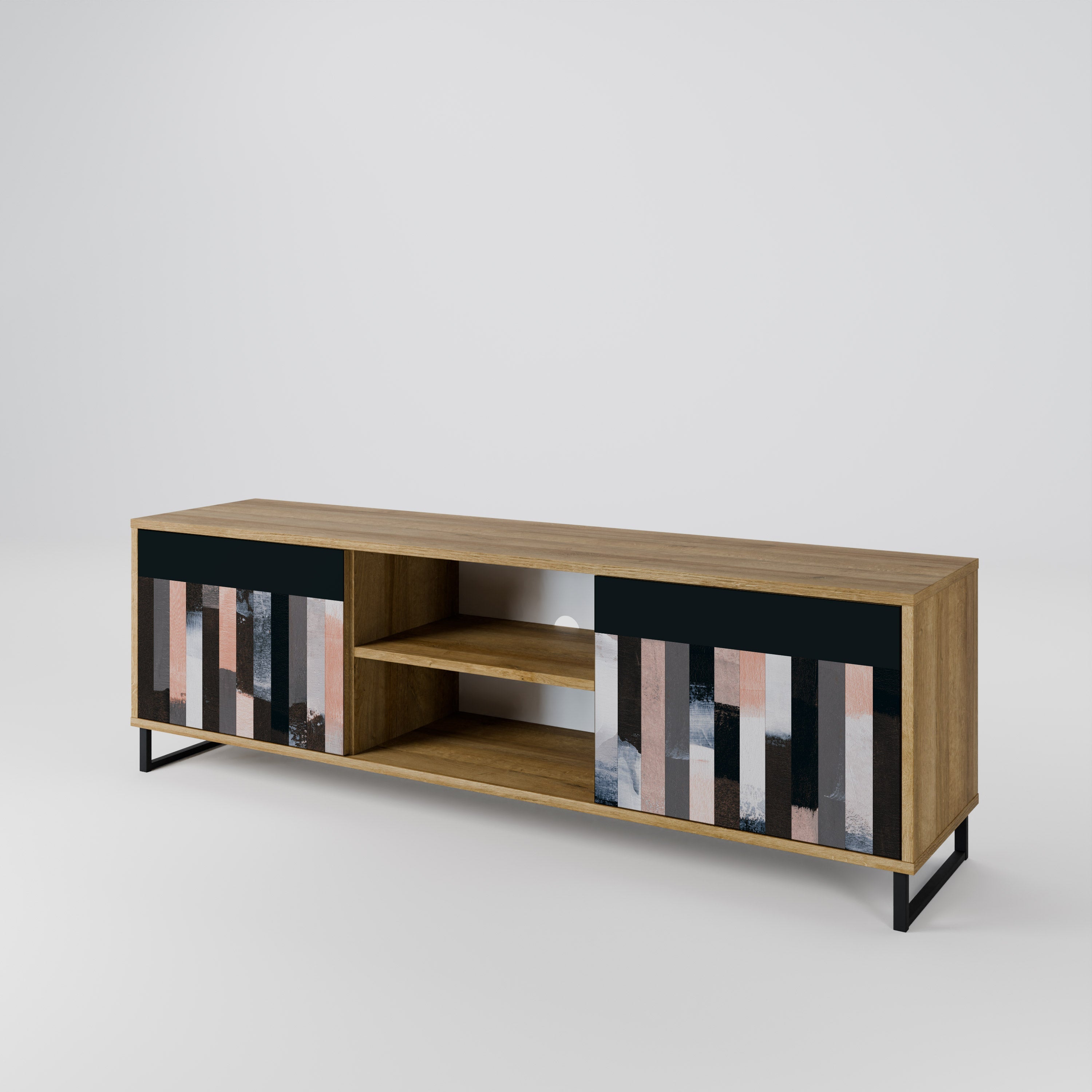 COLLAGE OF RECTANGLES 2-Door TV Stand in Oak Effect