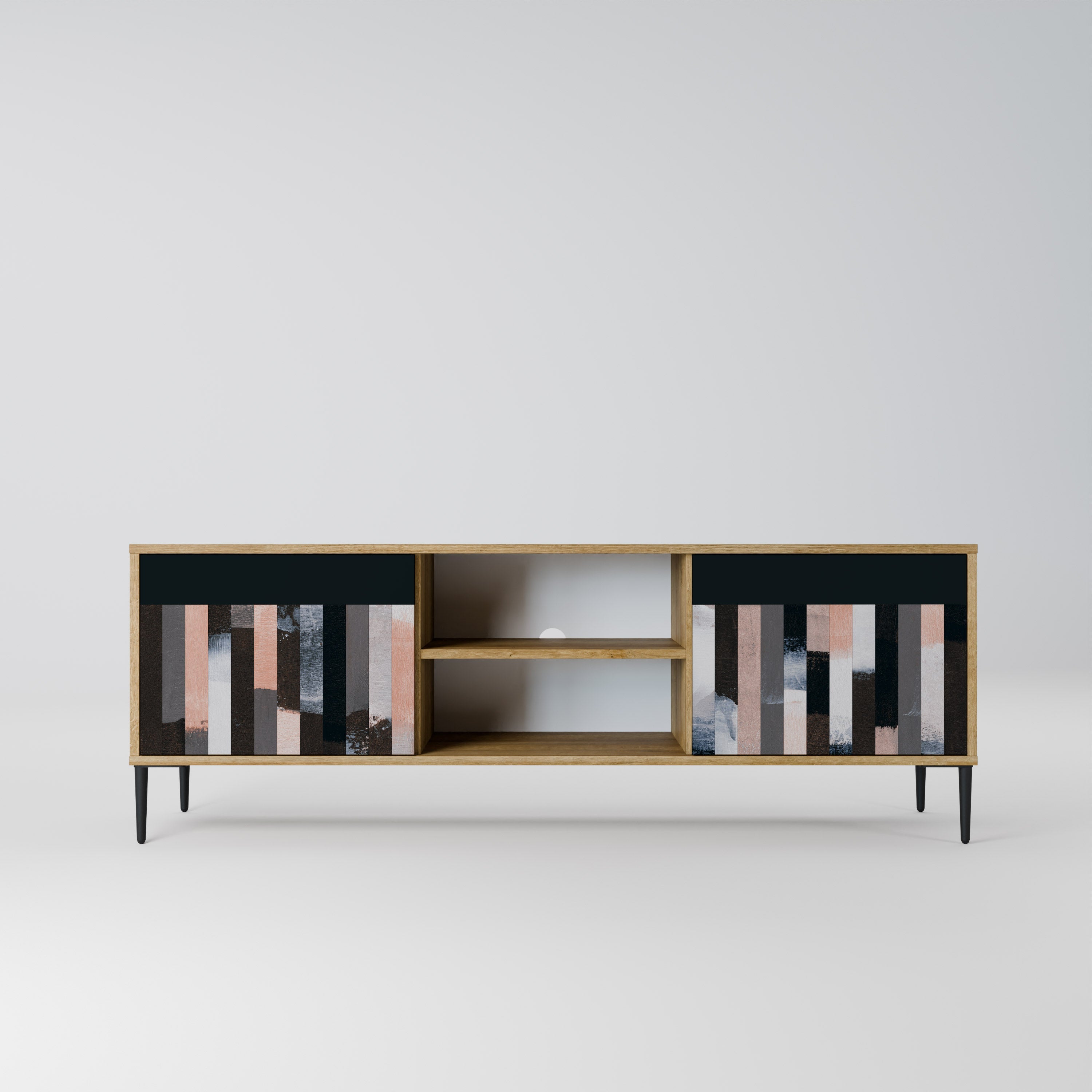 COLLAGE OF RECTANGLES 2-Door TV Stand in Oak Effect