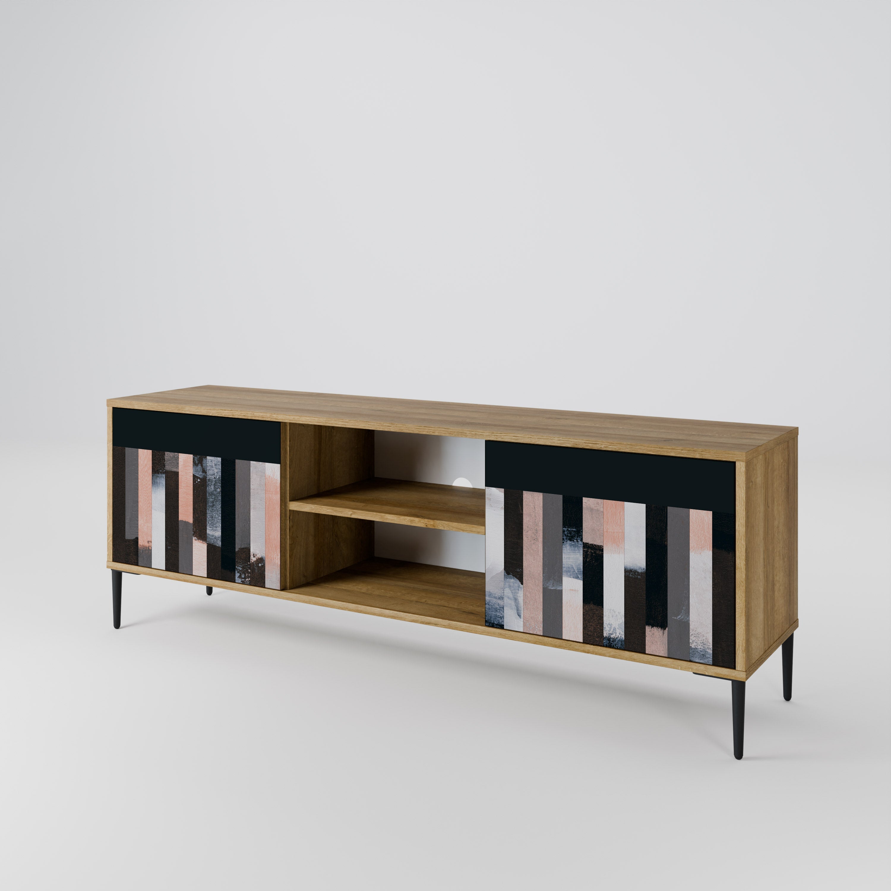 COLLAGE OF RECTANGLES 2-Door TV Stand in Oak Effect