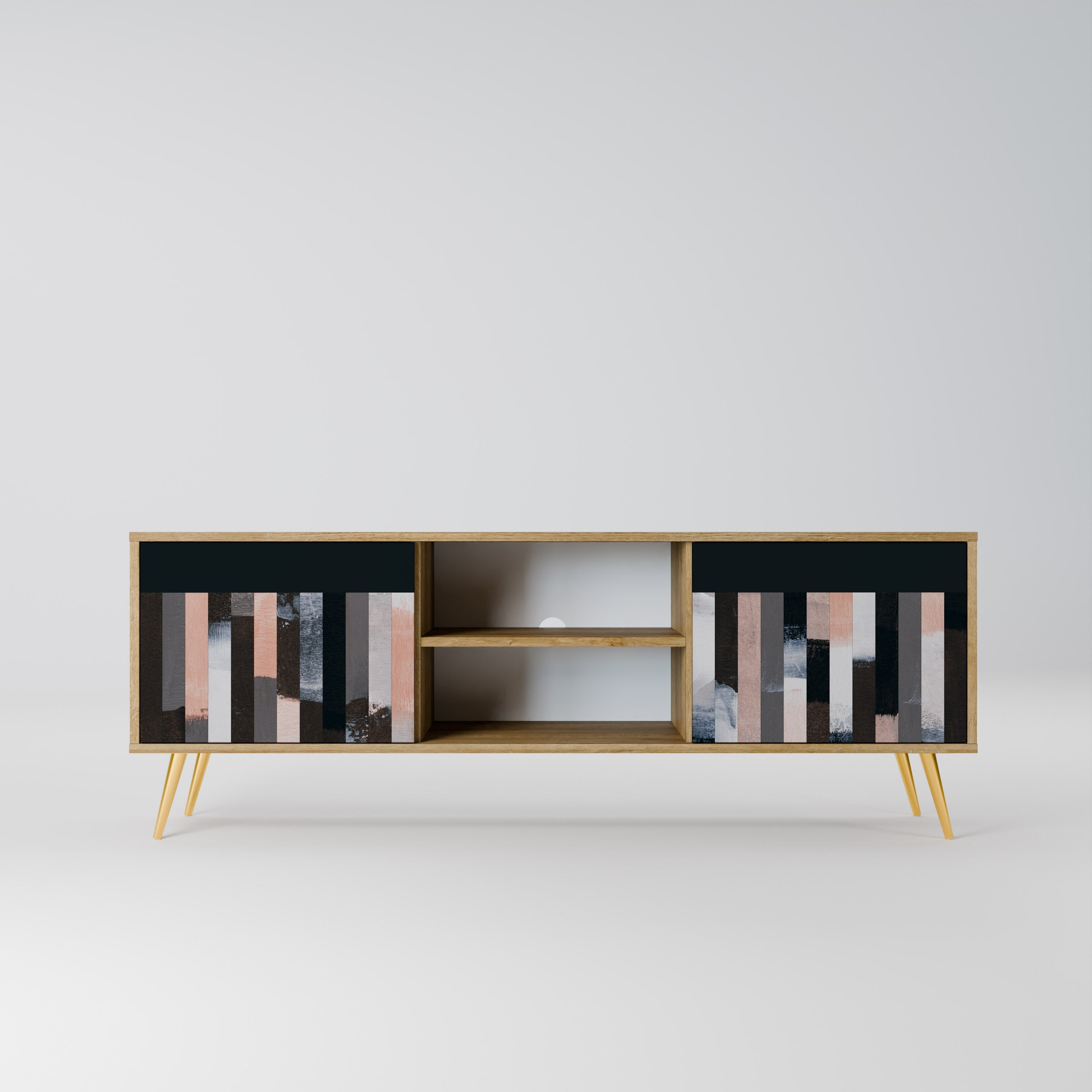 COLLAGE OF RECTANGLES 2-Door TV Stand in Oak Effect