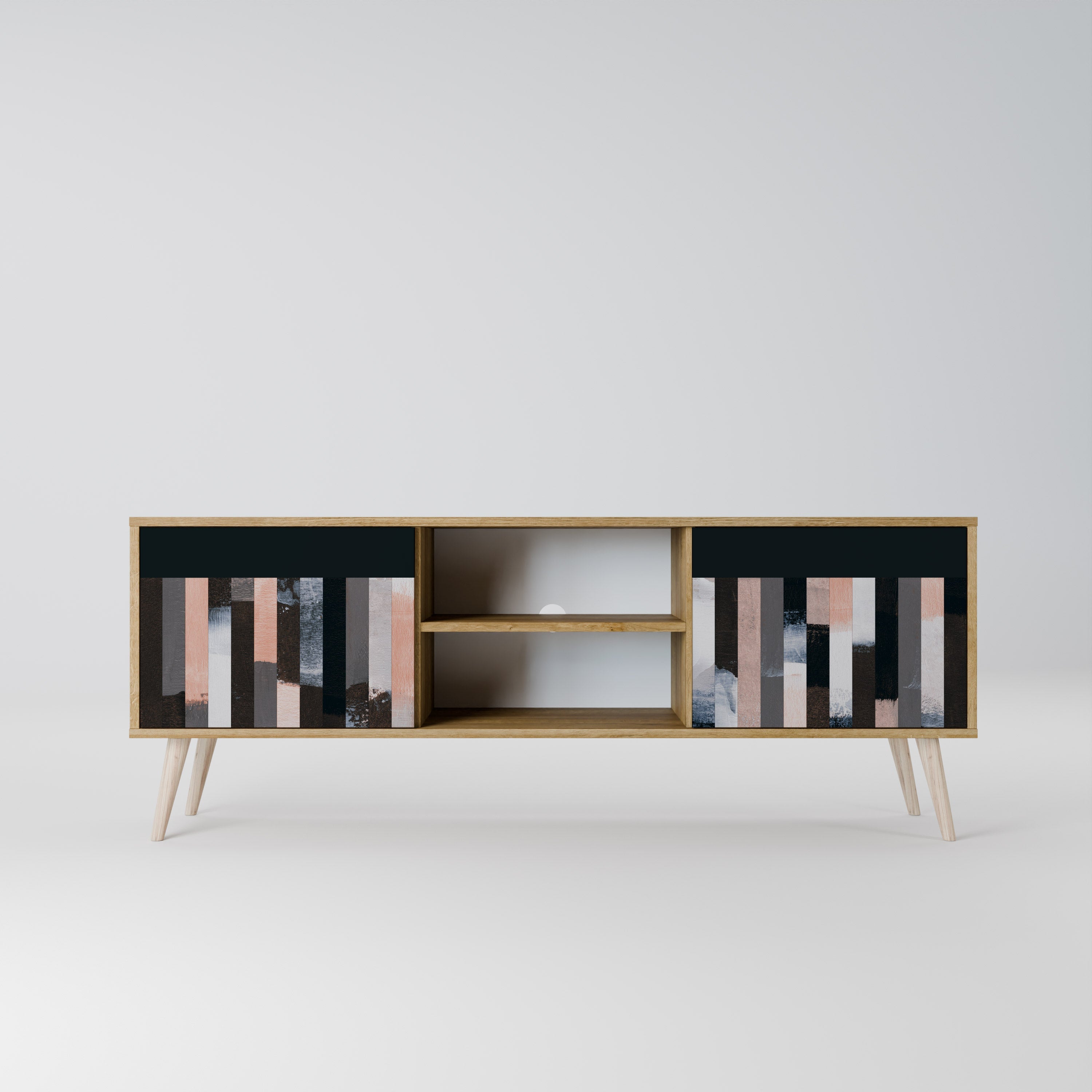 COLLAGE OF RECTANGLES 2-Door TV Stand in Oak Effect