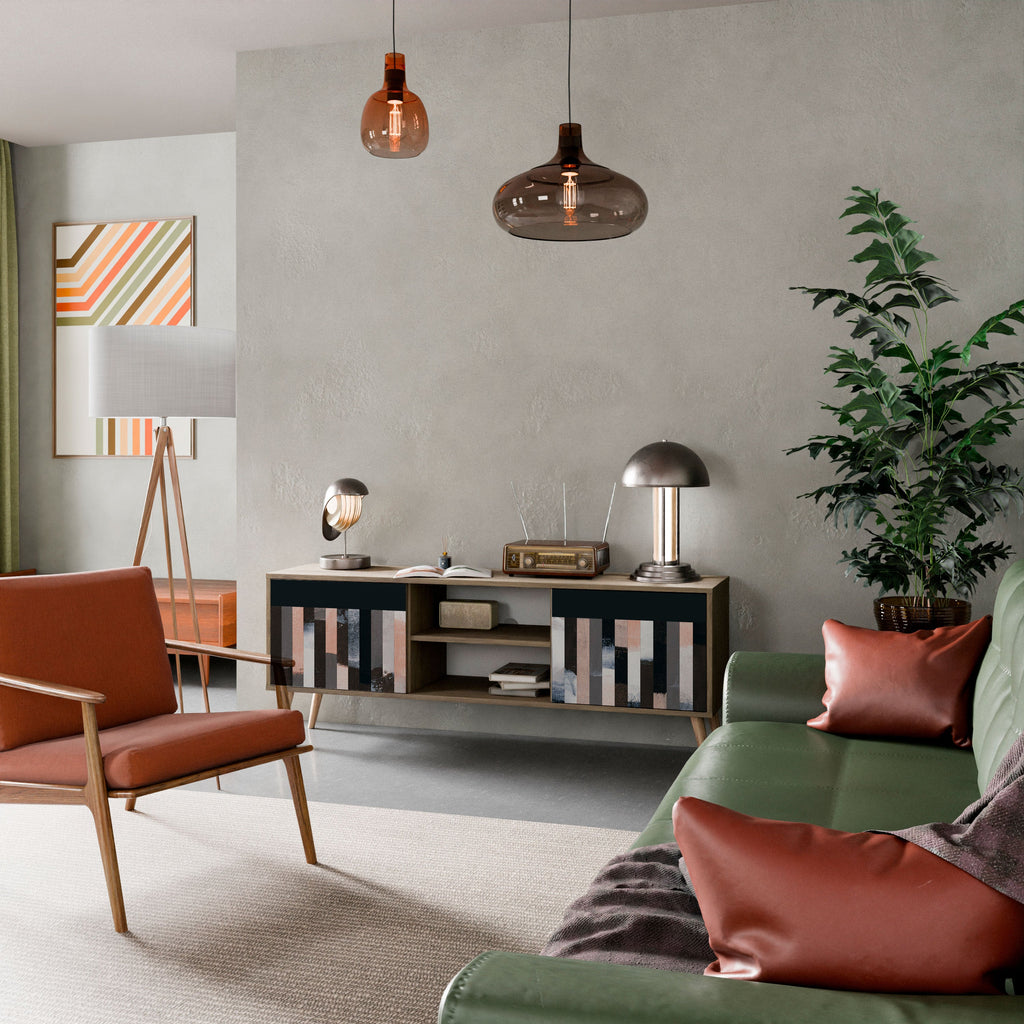 COLLAGE OF RECTANGLES 2-Door TV Stand in Oak Effect