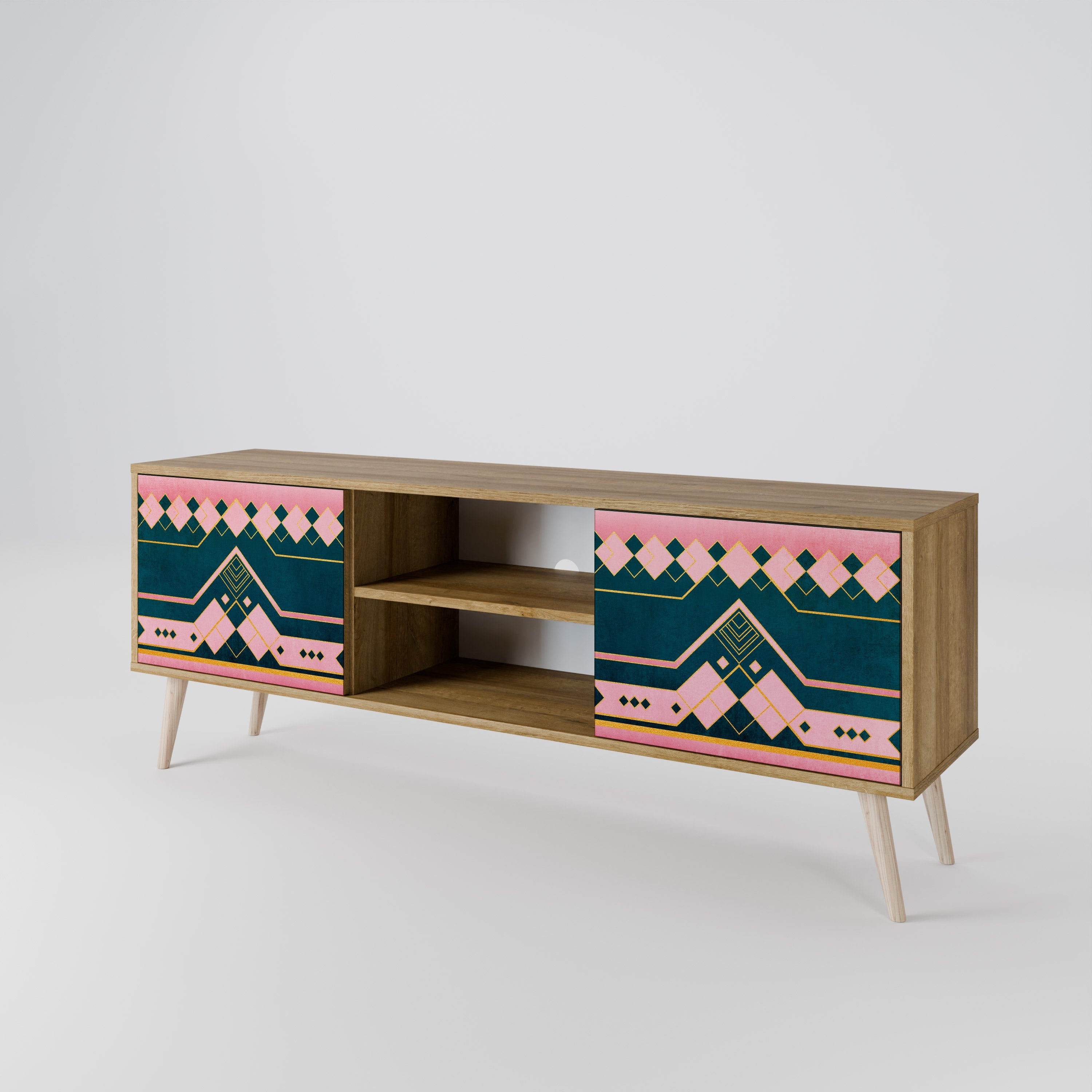 ROYAL COMPOSITION 2-Door TV Stand in Oak Effect