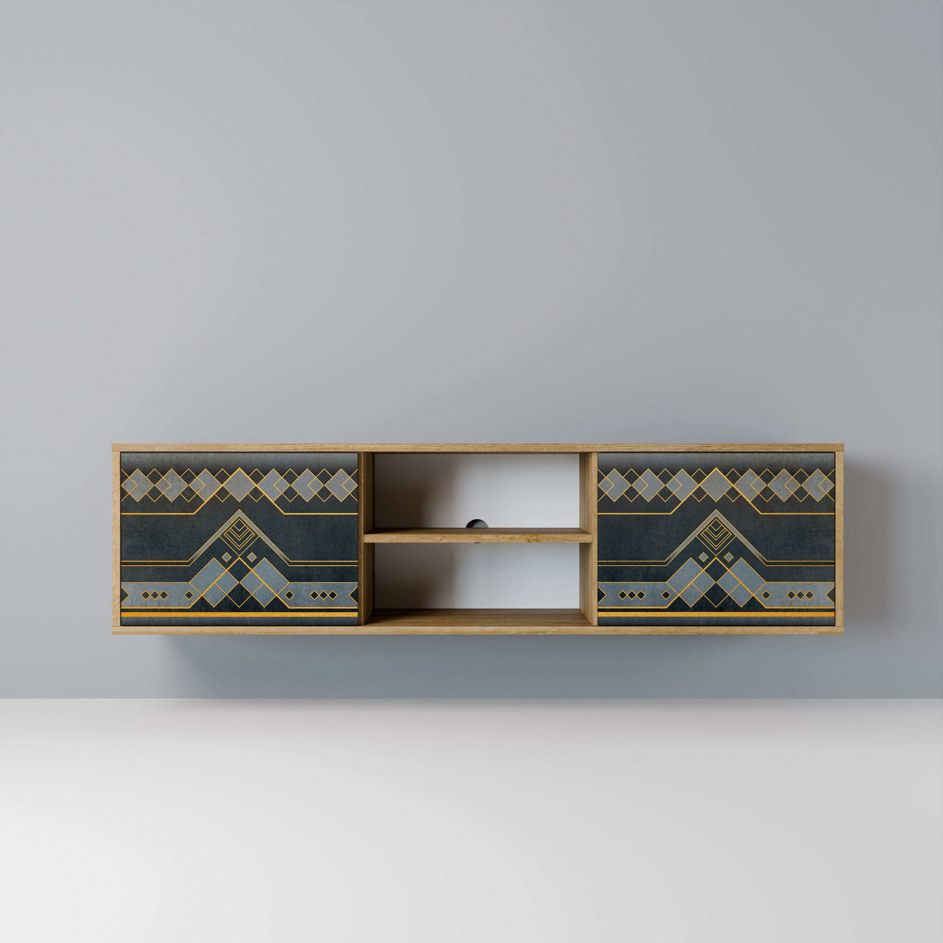 ROYAL ORDINARINESS 2-Door TV Stand in Oak Effect
