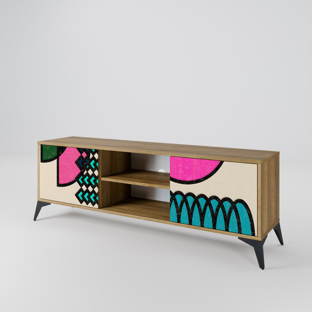 GEOMETRIC RHAPSODY 2-Door TV Stand in Oak Effect