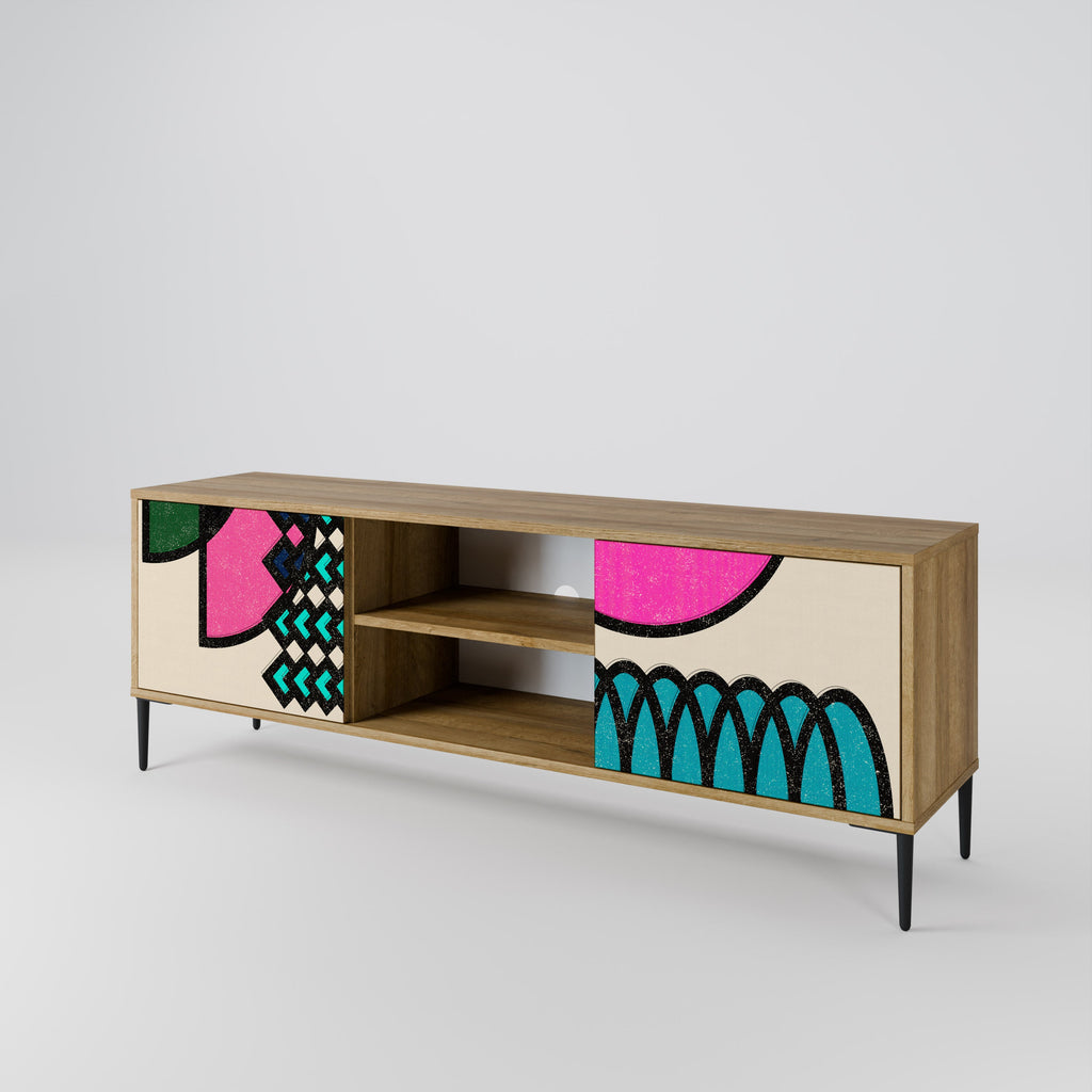 GEOMETRIC RHAPSODY 2-Door TV Stand in Oak Effect