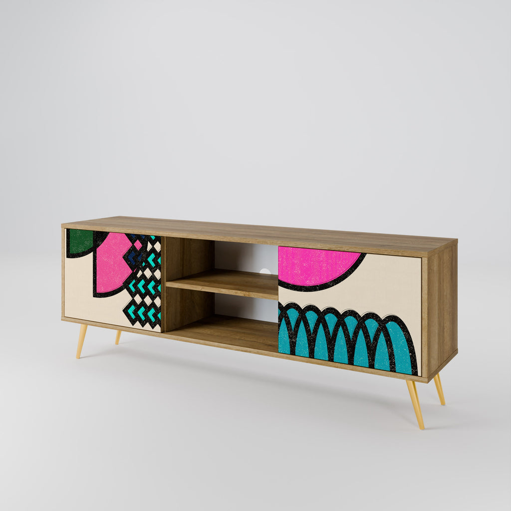 GEOMETRIC RHAPSODY 2-Door TV Stand in Oak Effect
