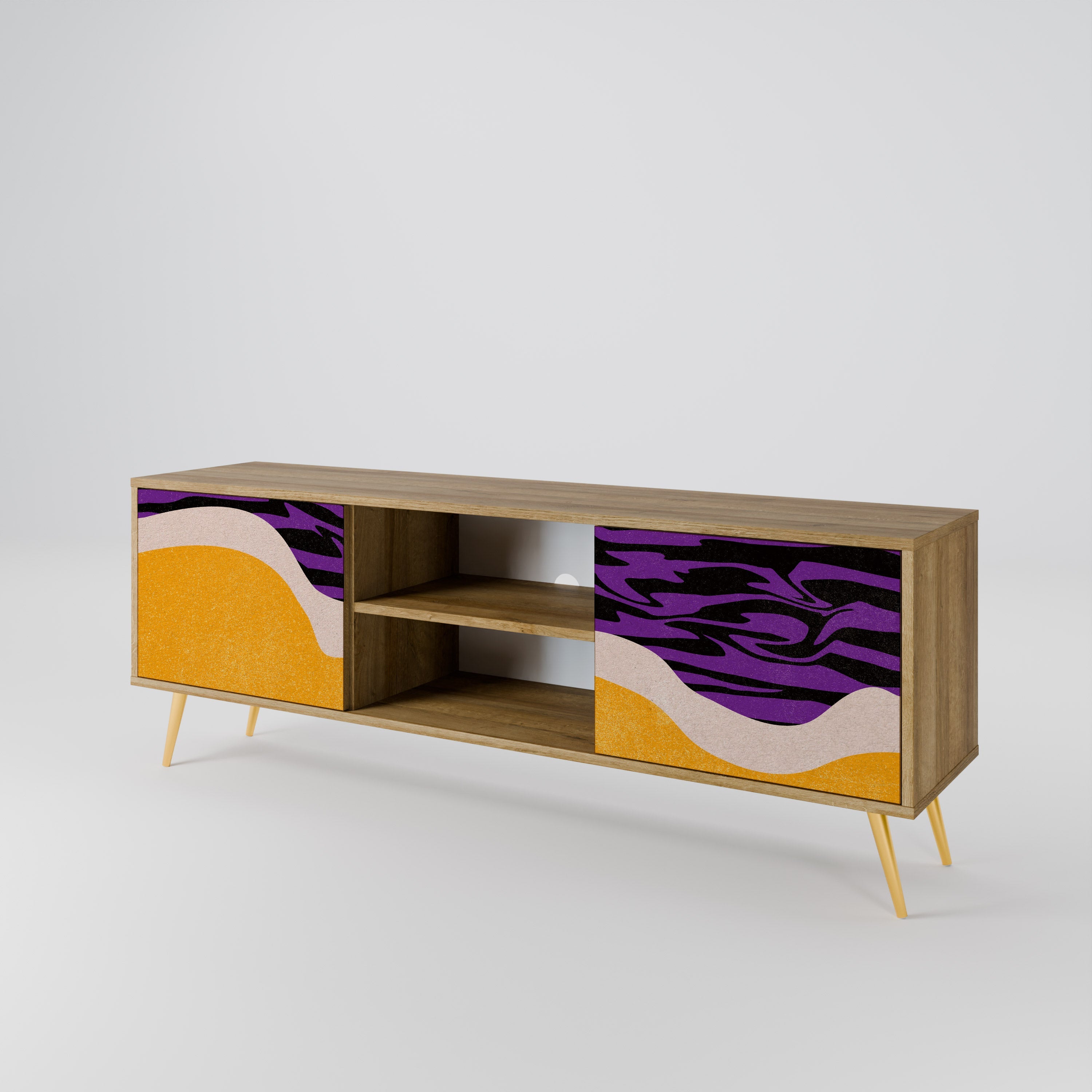 INDEPENDENT BORDER 2-Door TV Stand in Oak Effect