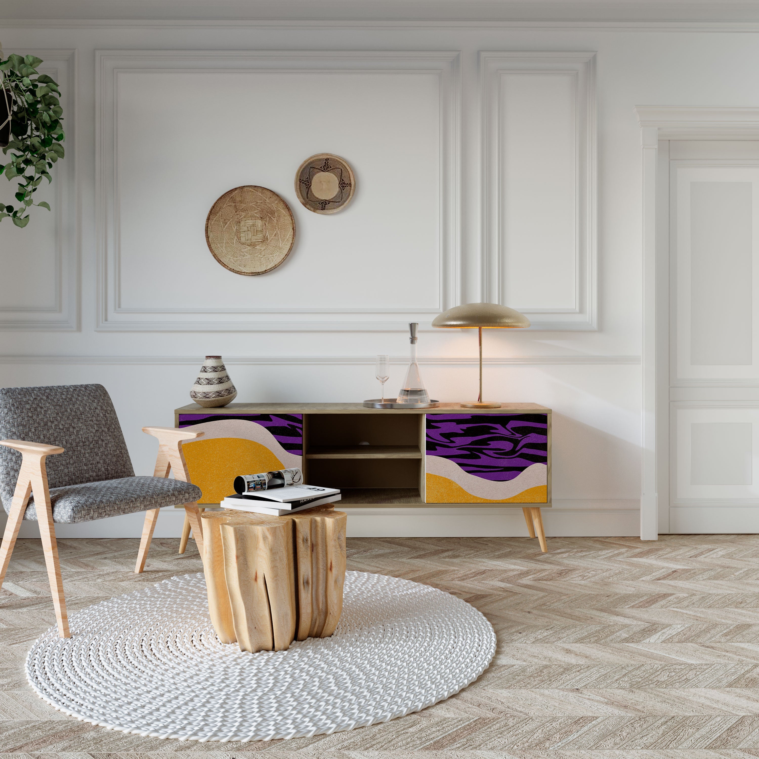 INDEPENDENT BORDER 2-Door TV Stand in Oak Effect