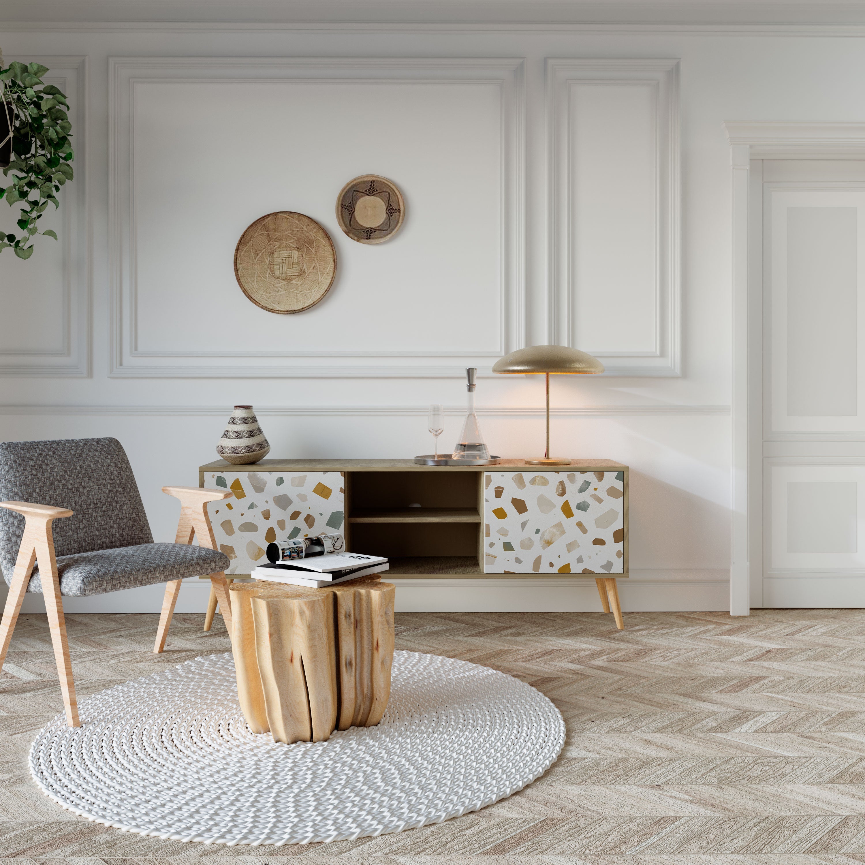 PIECES OF TOMORROW 2-Door TV Stand in Oak Effect