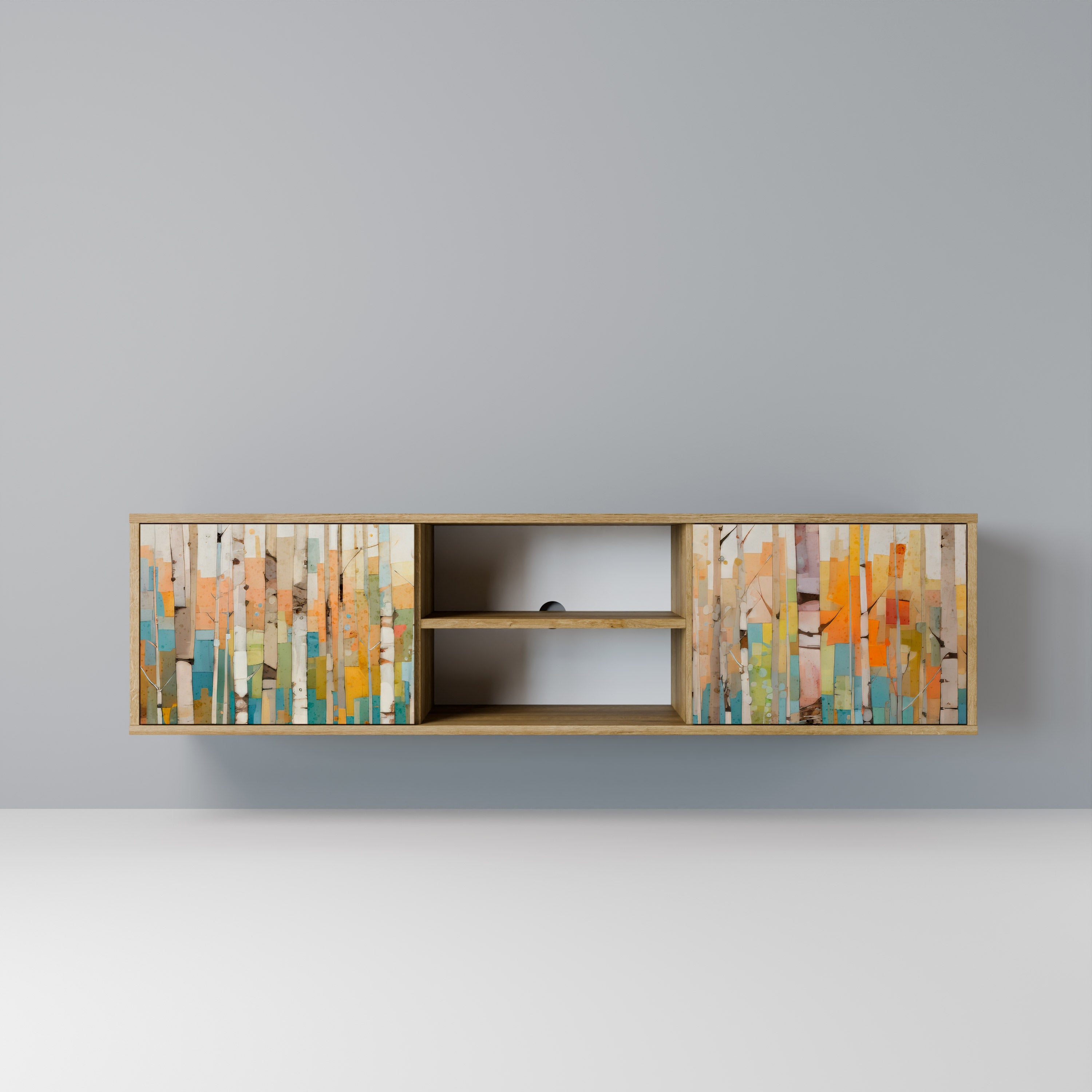 BIRCH KALEIDOSCOPE 2-Door TV Stand in Oak Effect