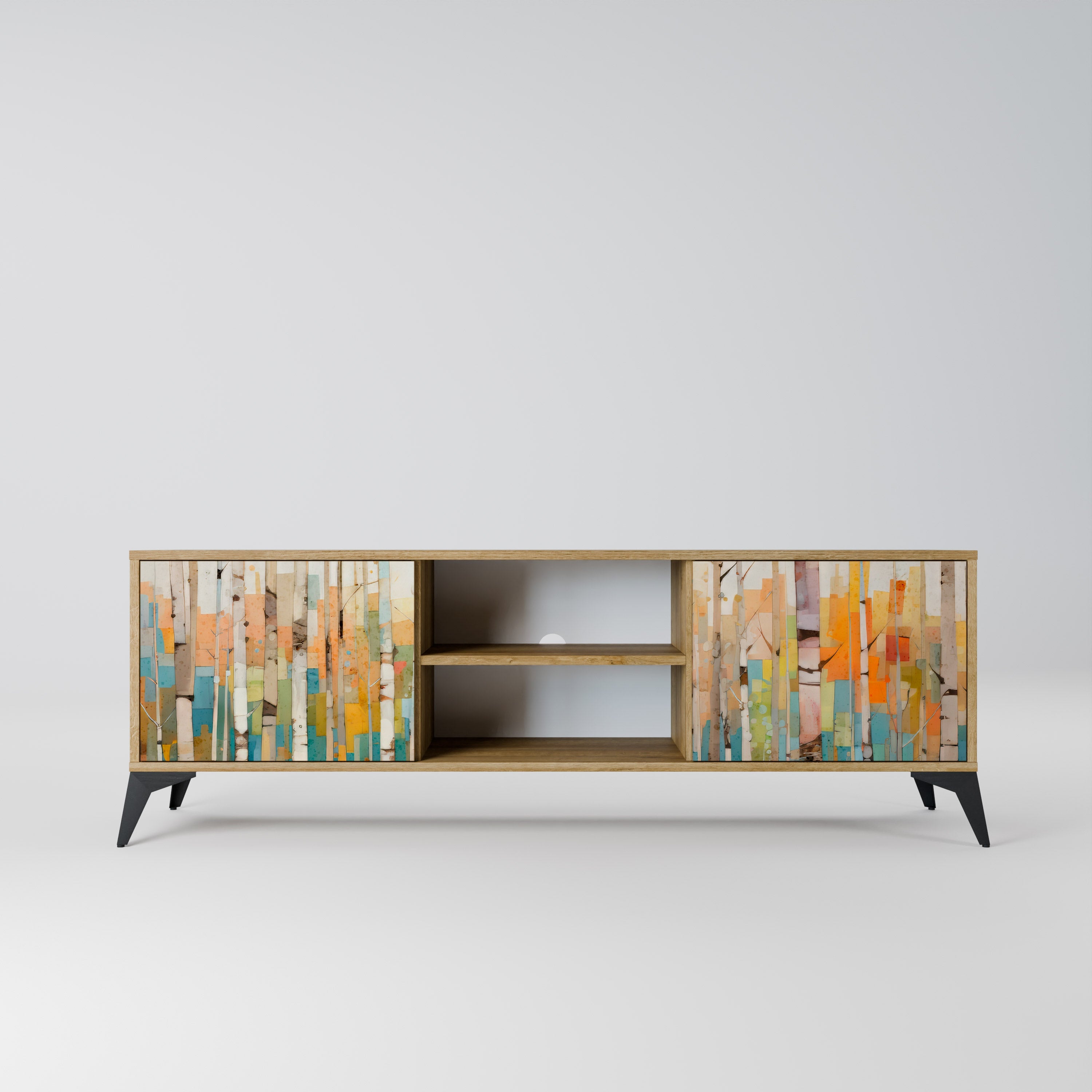 BIRCH KALEIDOSCOPE 2-Door TV Stand in Oak Effect