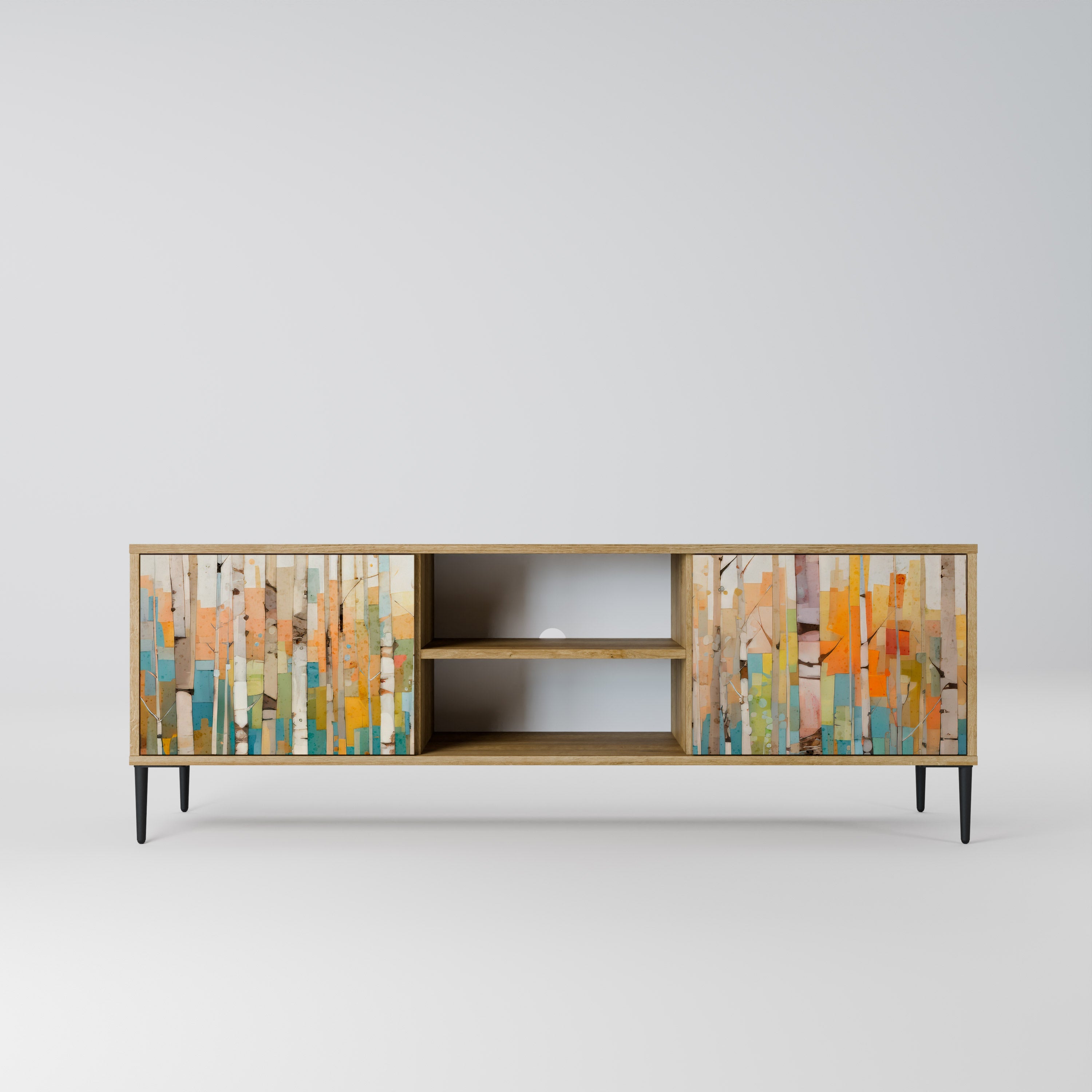 BIRCH KALEIDOSCOPE 2-Door TV Stand in Oak Effect