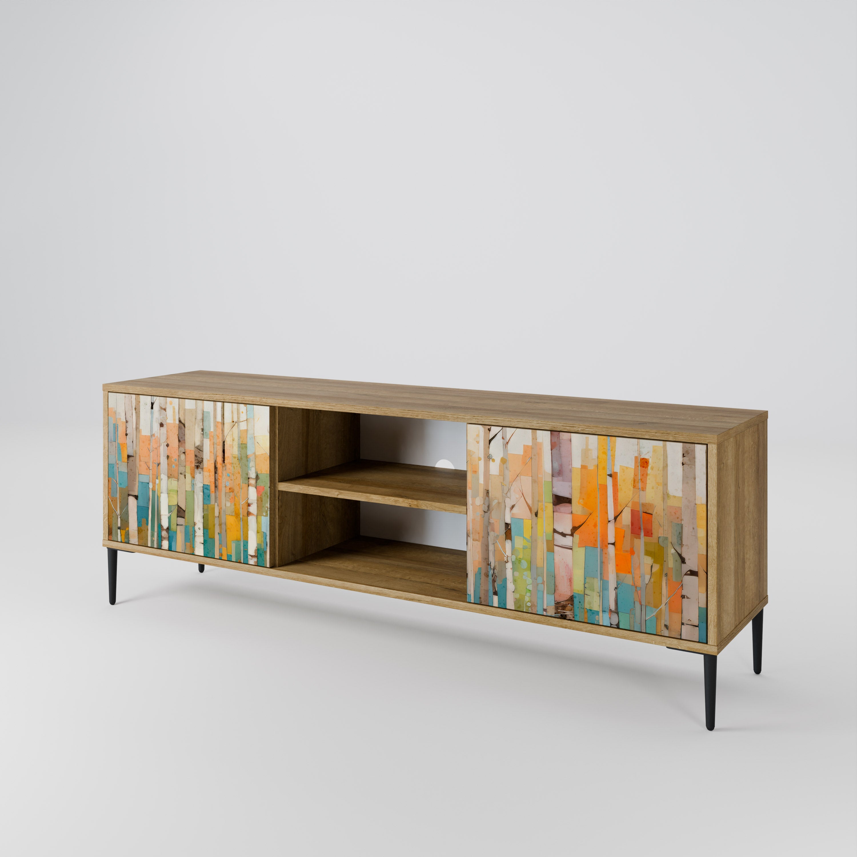 BIRCH KALEIDOSCOPE 2-Door TV Stand in Oak Effect
