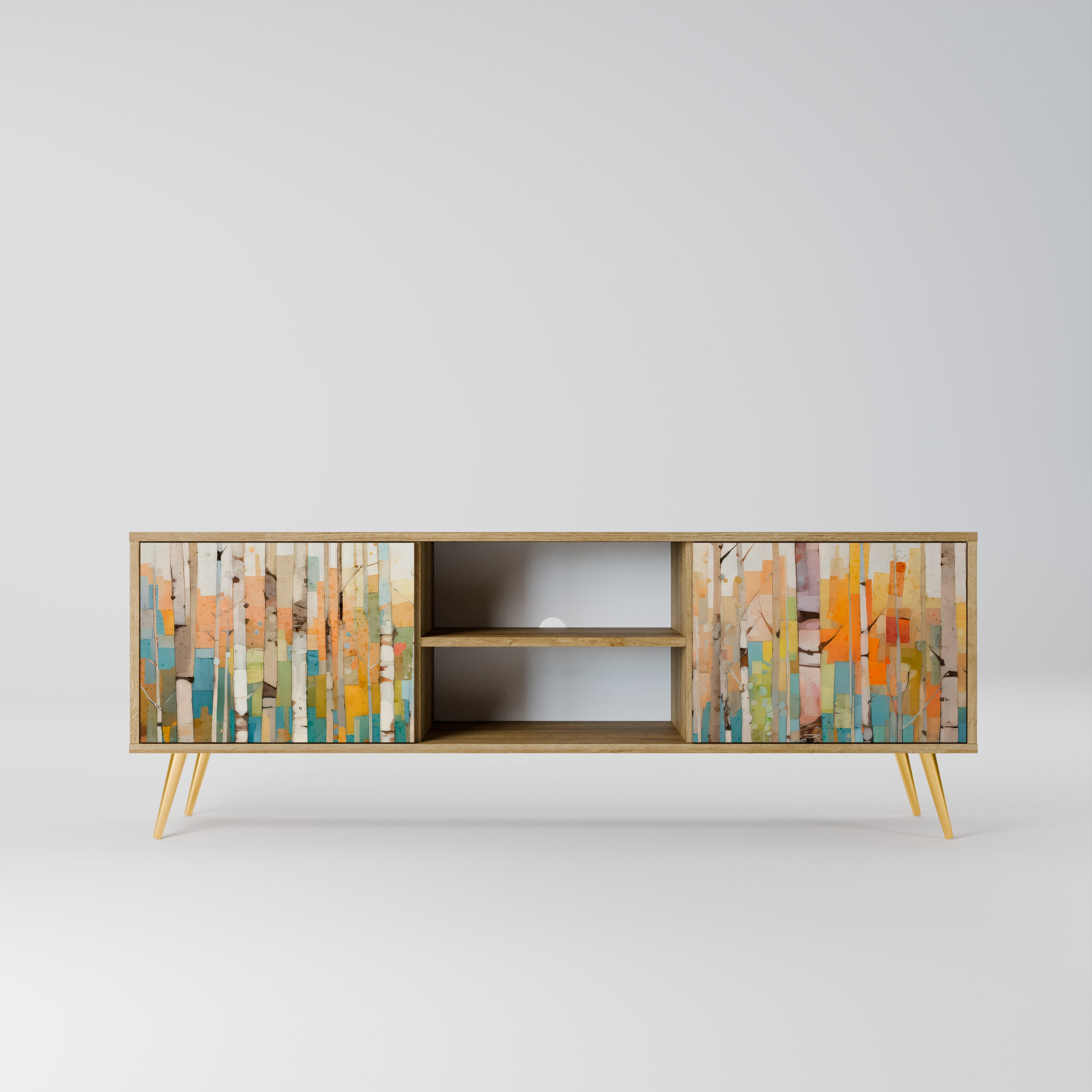 BIRCH KALEIDOSCOPE 2-Door TV Stand in Oak Effect