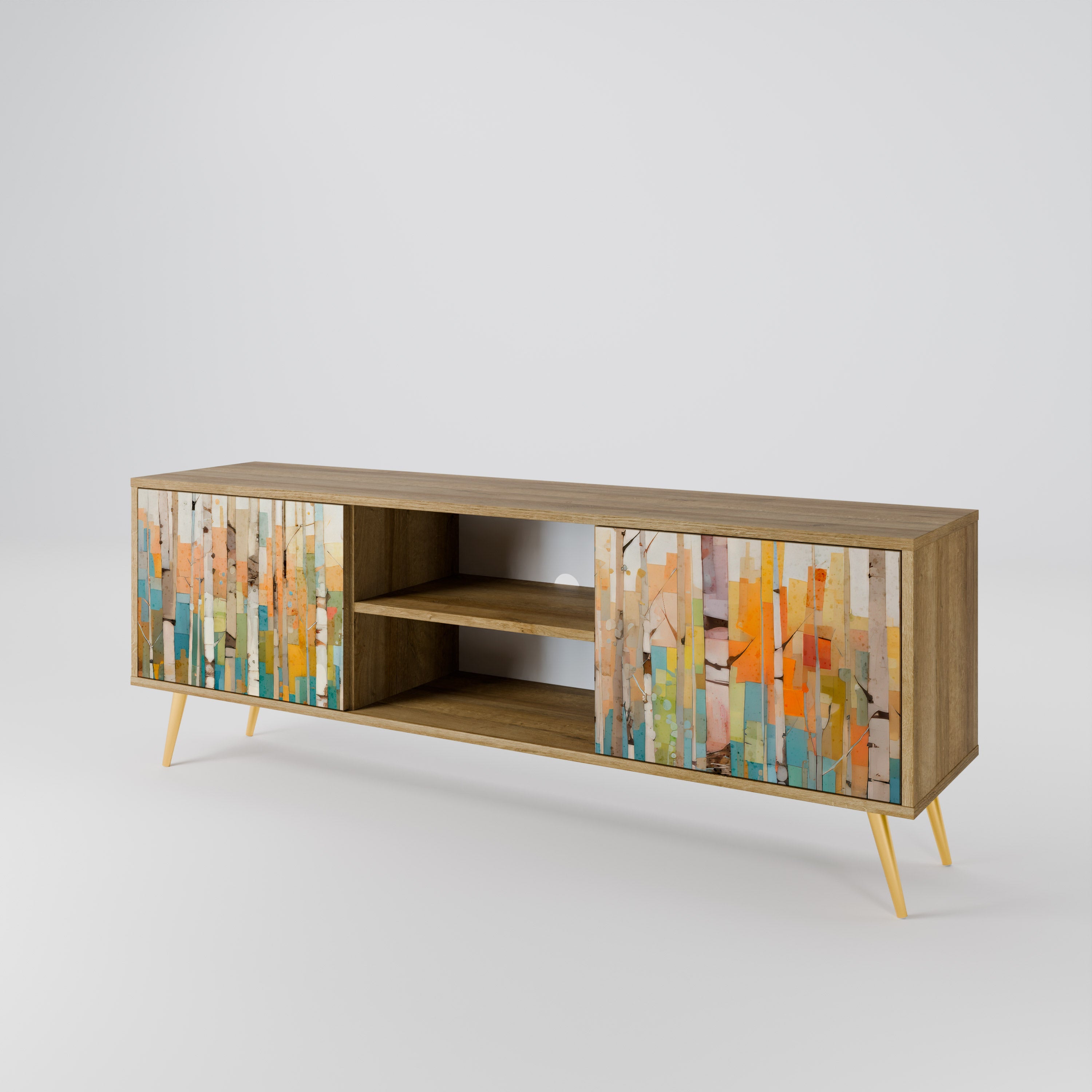 BIRCH KALEIDOSCOPE 2-Door TV Stand in Oak Effect