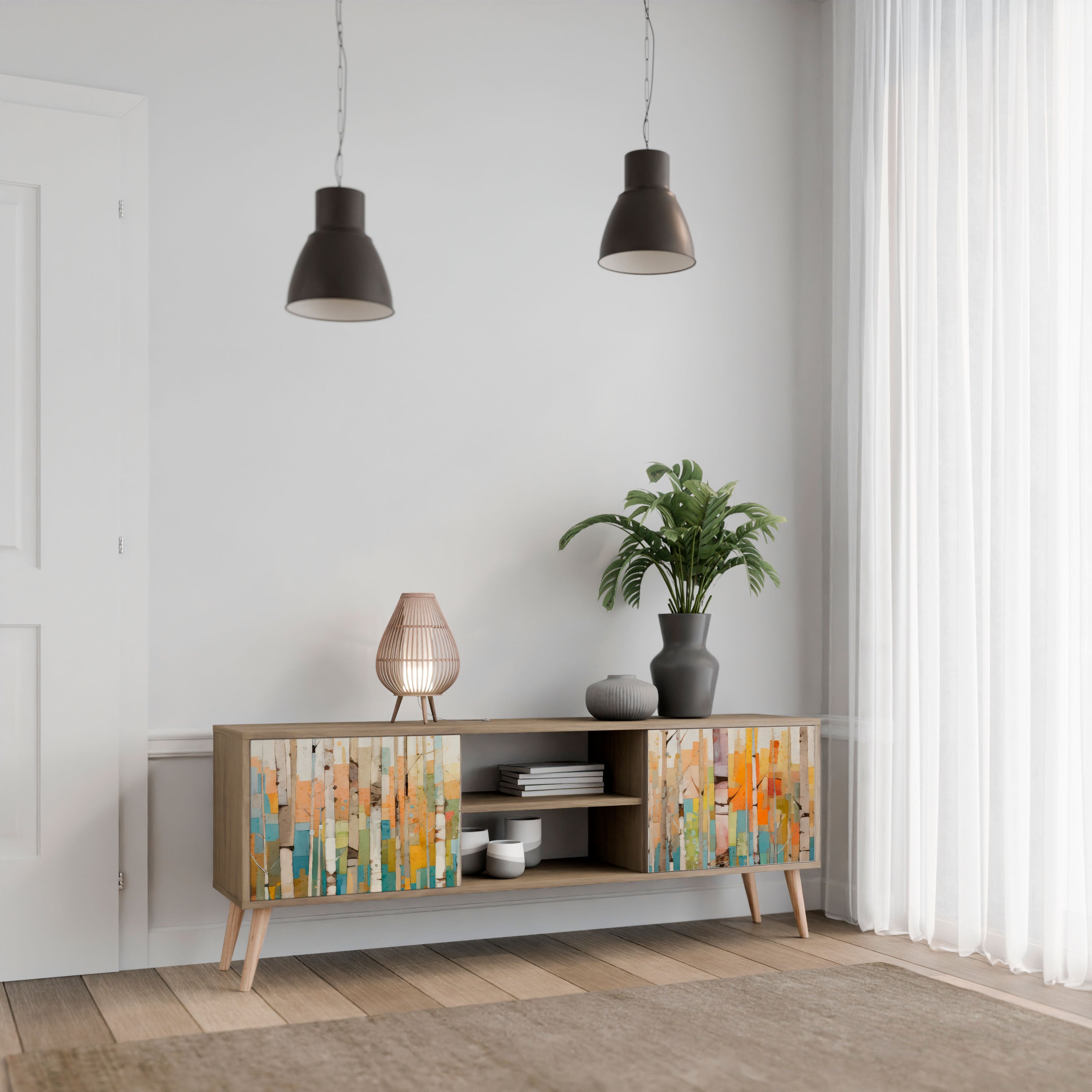 BIRCH KALEIDOSCOPE 2-Door TV Stand in Oak Effect