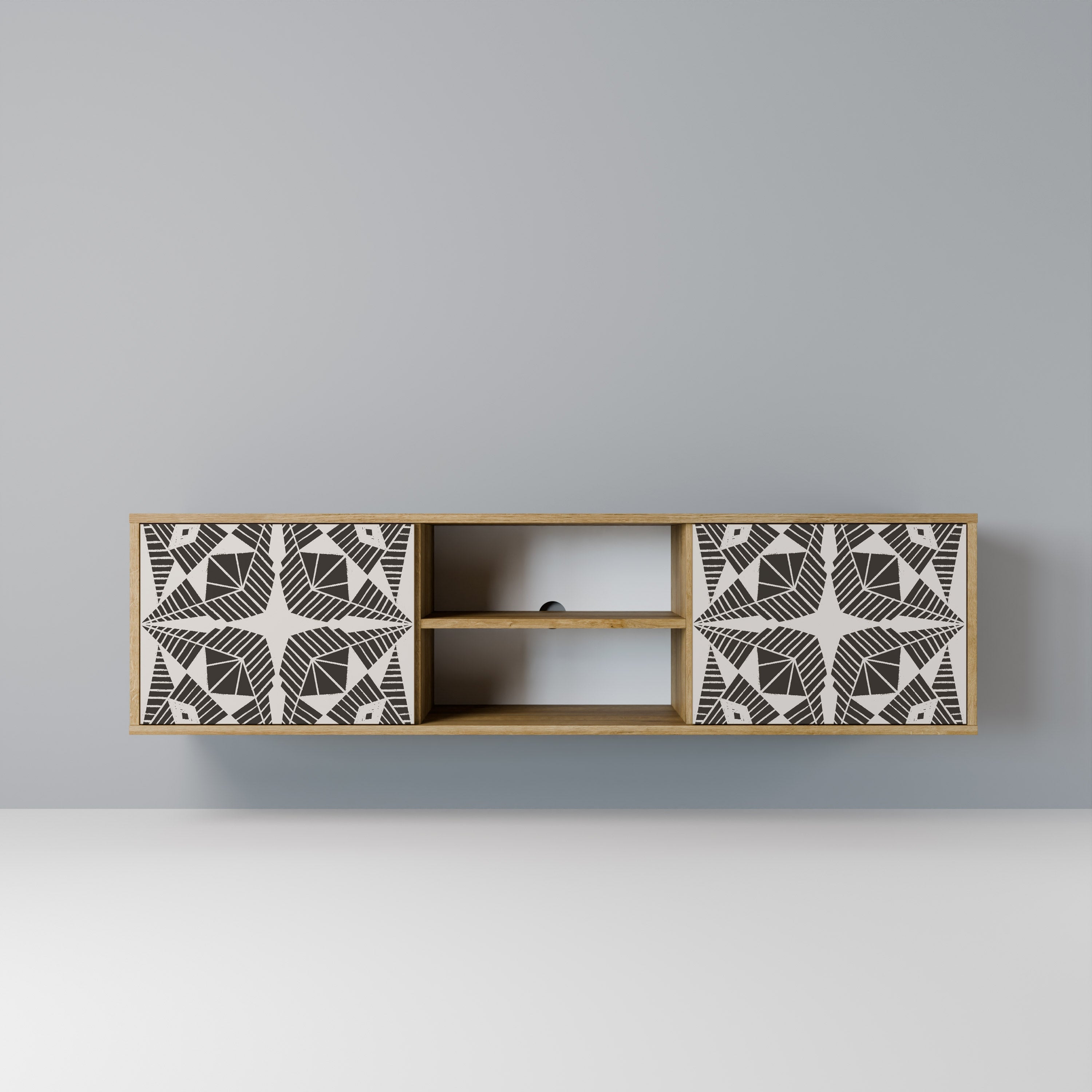 MONOCHROME NEXUS 2-Door TV Stand in Oak Effect