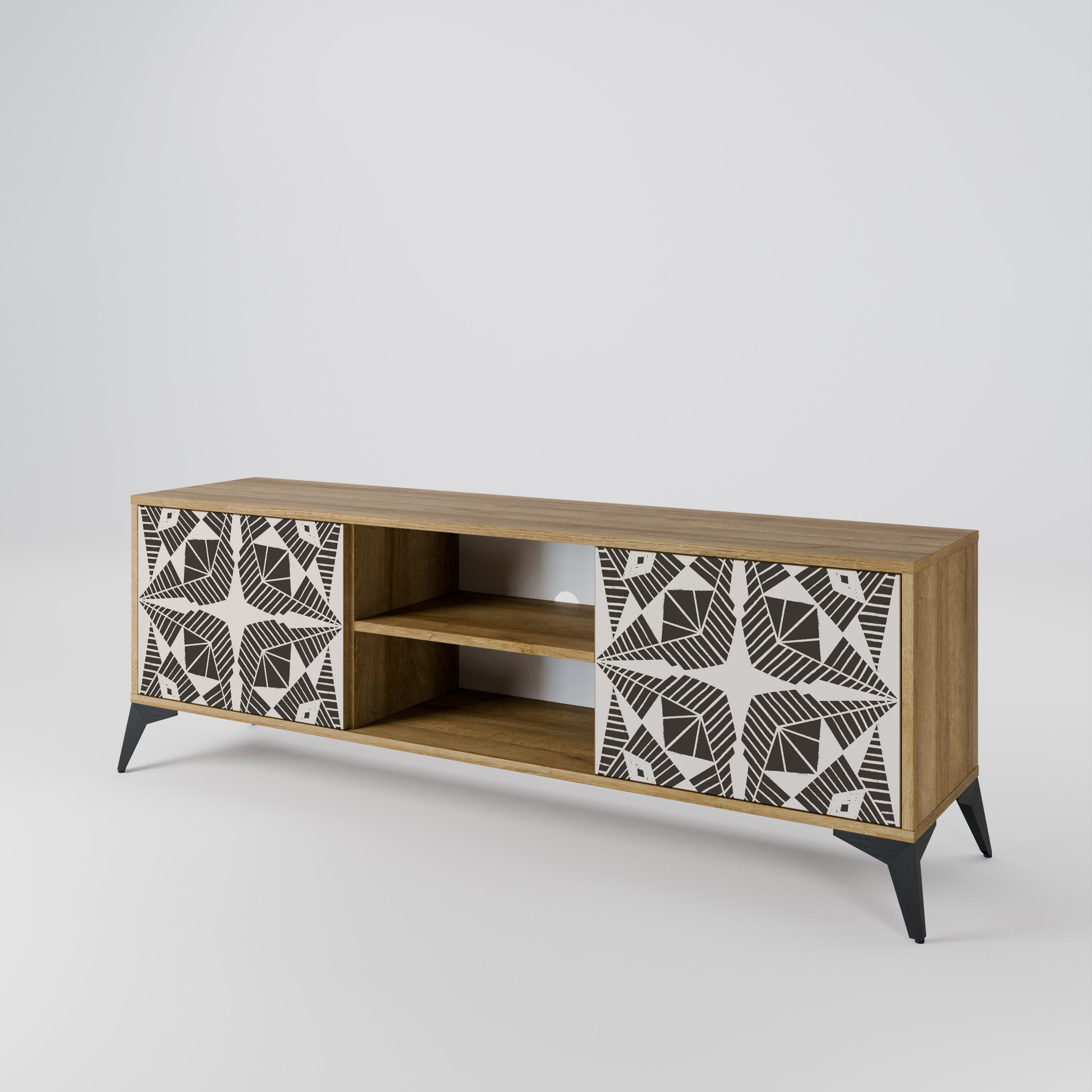 MONOCHROME NEXUS 2-Door TV Stand in Oak Effect
