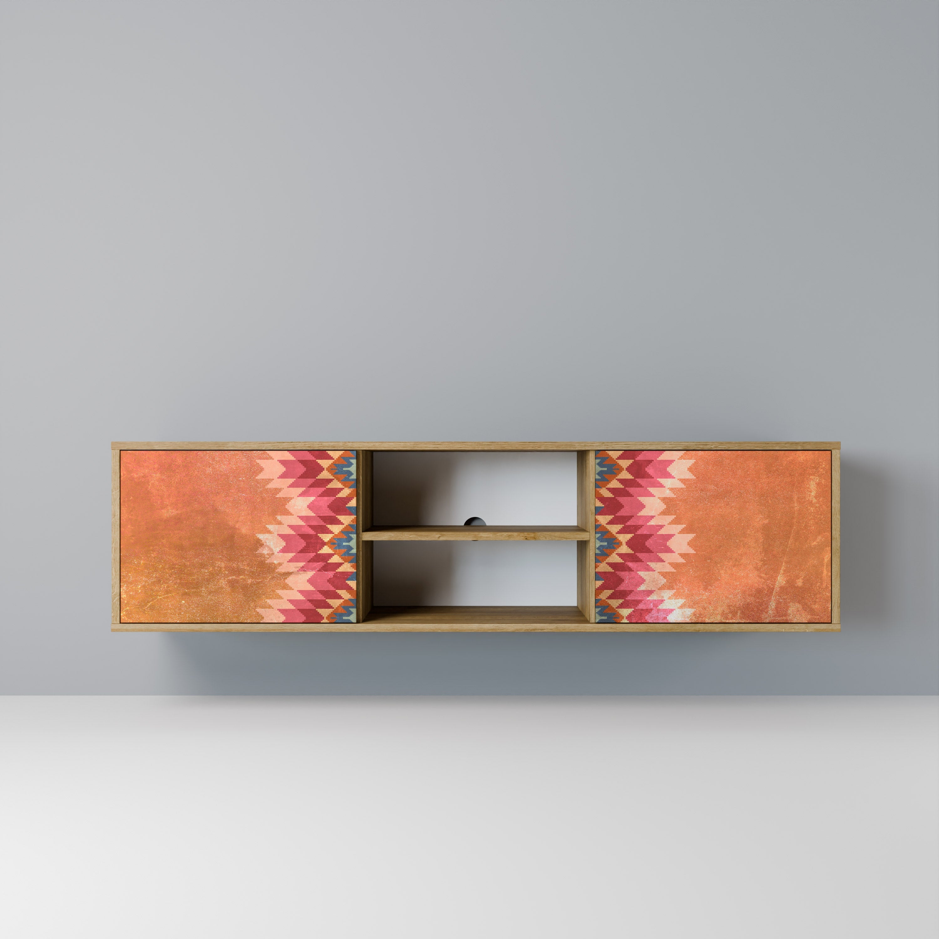 INDIAN FOLK 2-Door TV Stand in Oak Effect