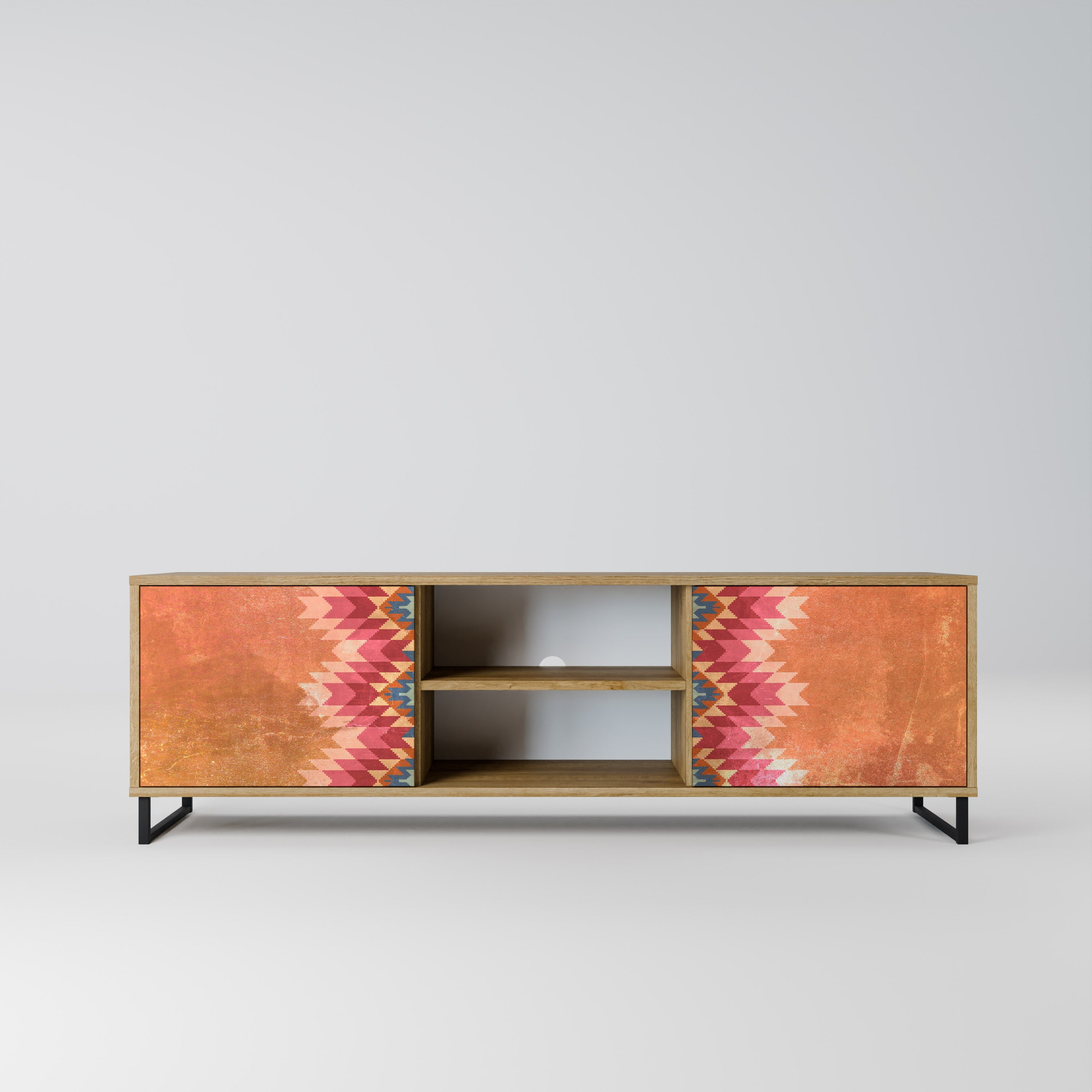 INDIAN FOLK 2-Door TV Stand in Oak Effect