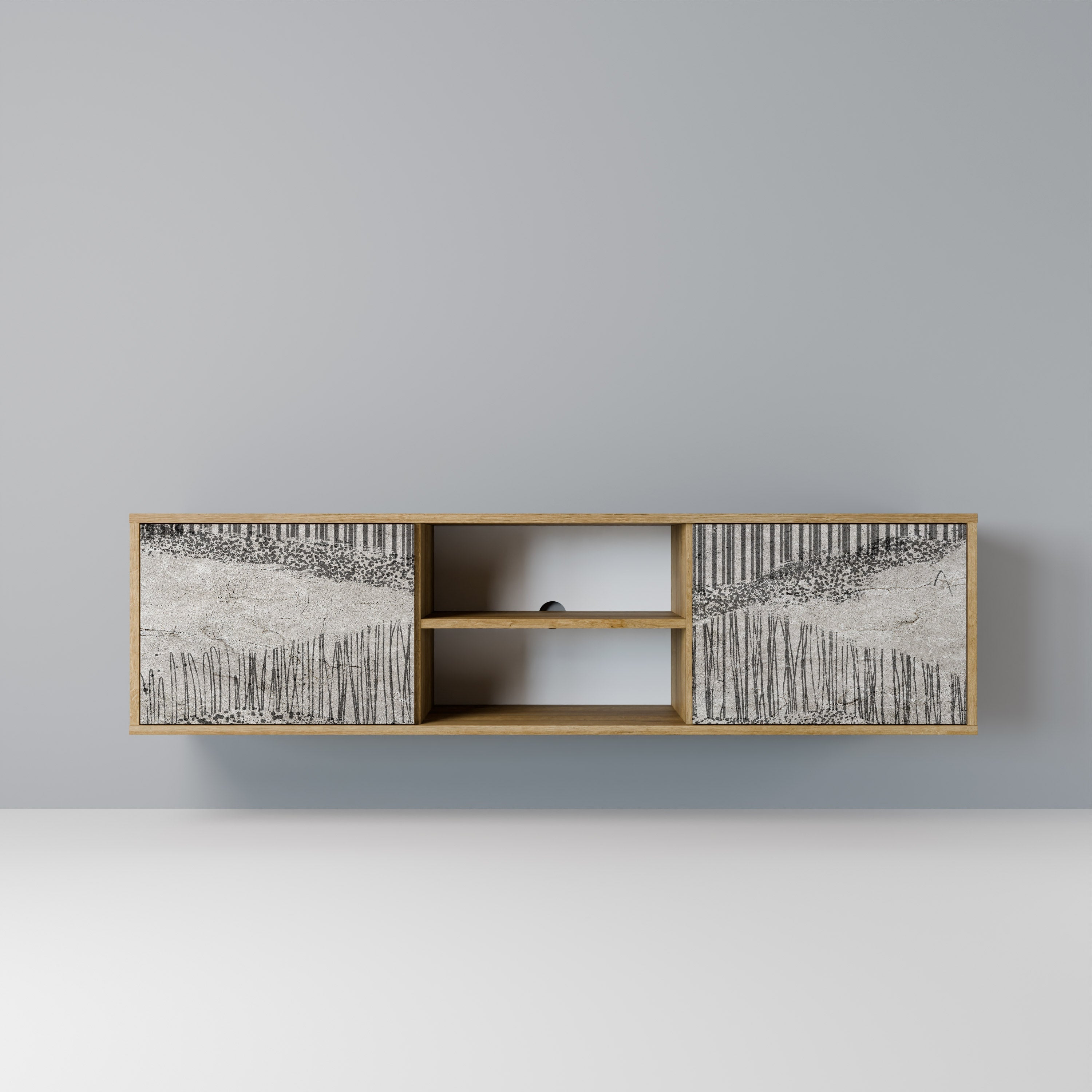 GRAIN LINES 2-Door TV Stand in Oak Effect