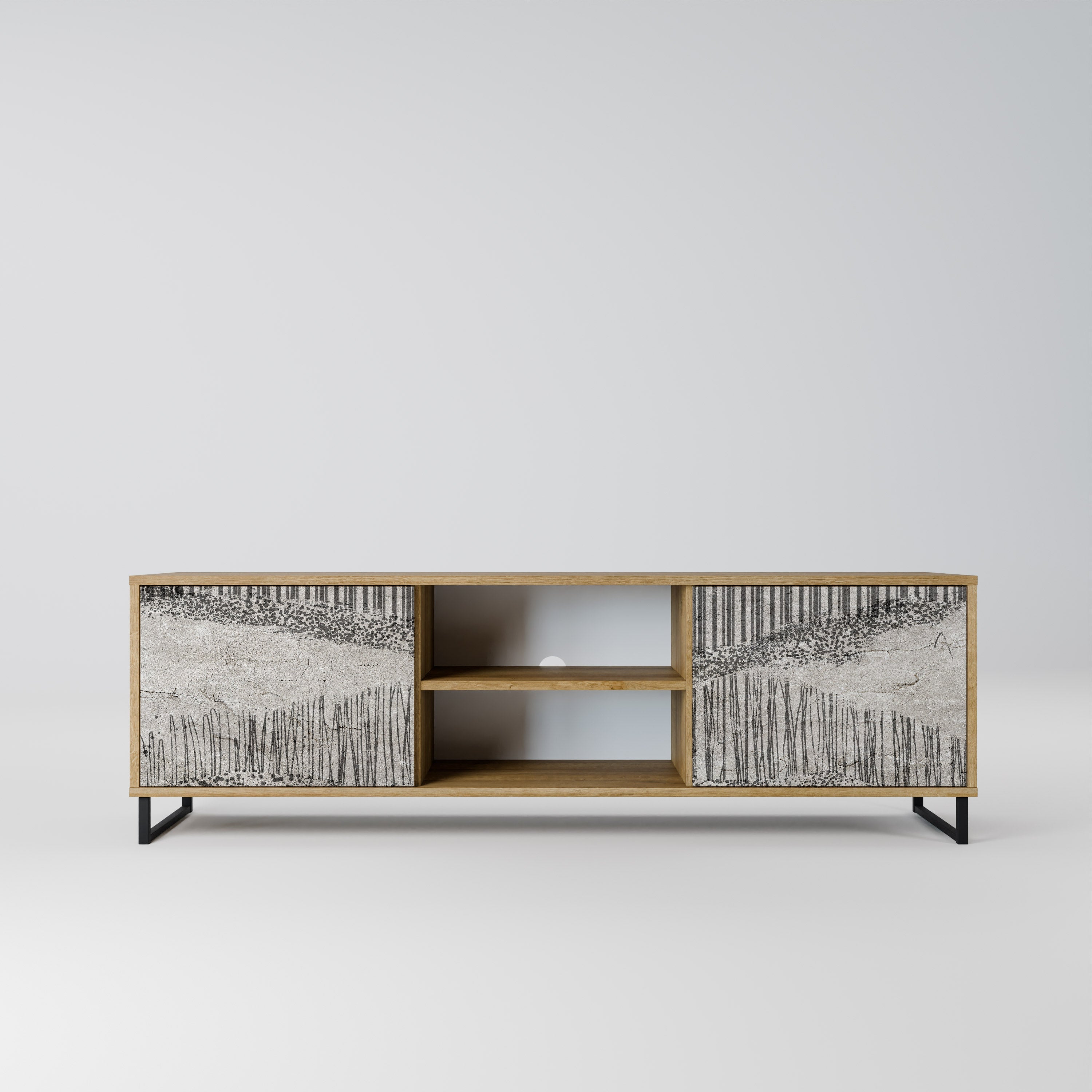 GRAIN LINES 2-Door TV Stand in Oak Effect