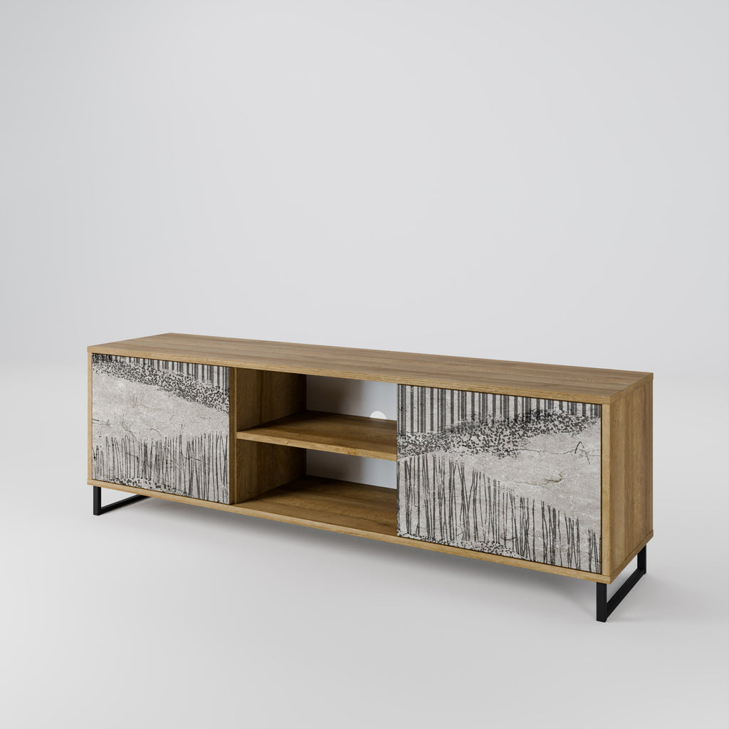 GRAIN LINES 2-Door TV Stand in Oak Effect