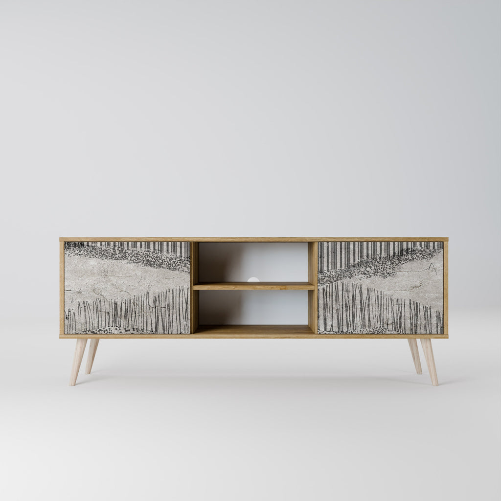 GRAIN LINES 2-Door TV Stand in Oak Effect