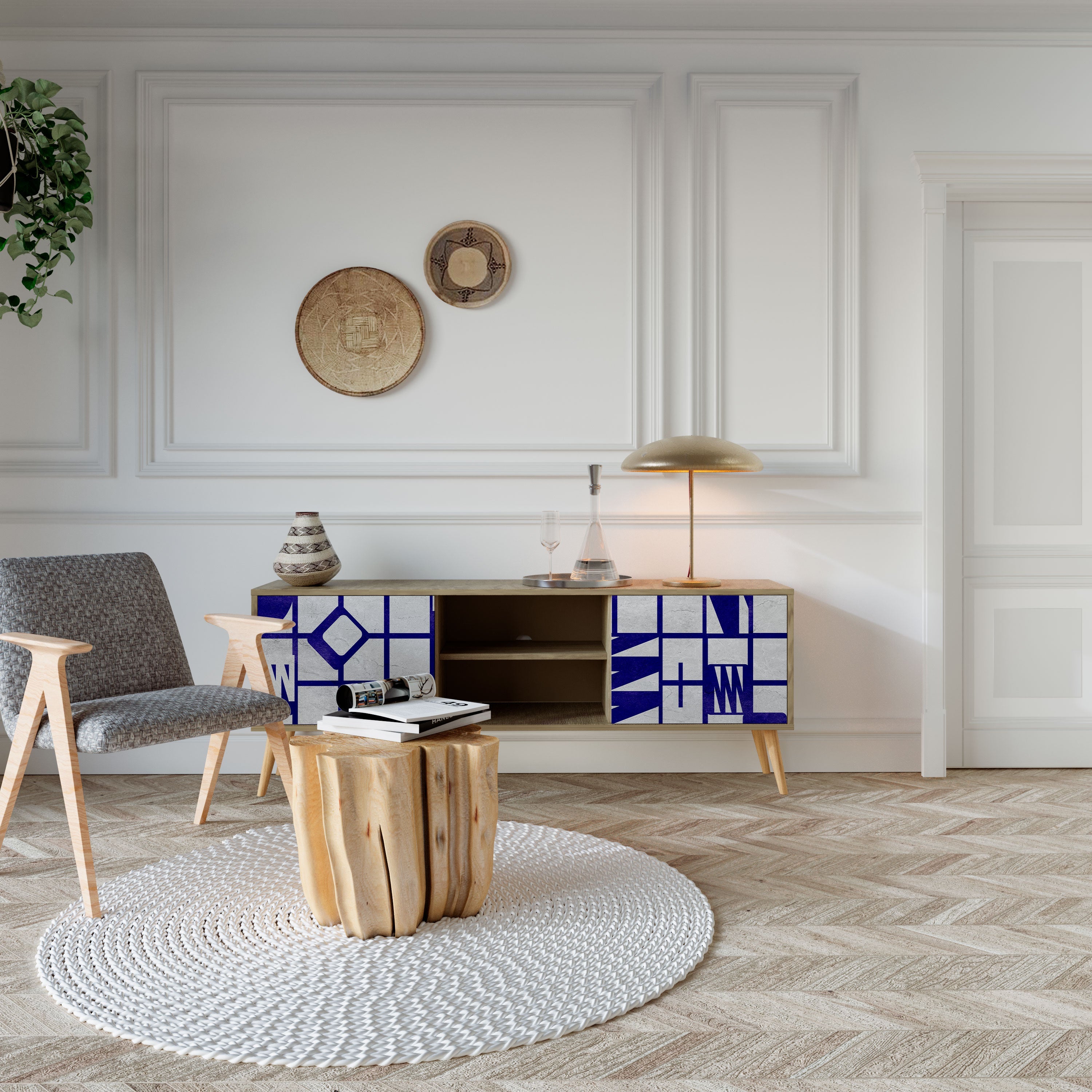 THE RIGHT PLACES 2-Door TV Stand in Oak Effect