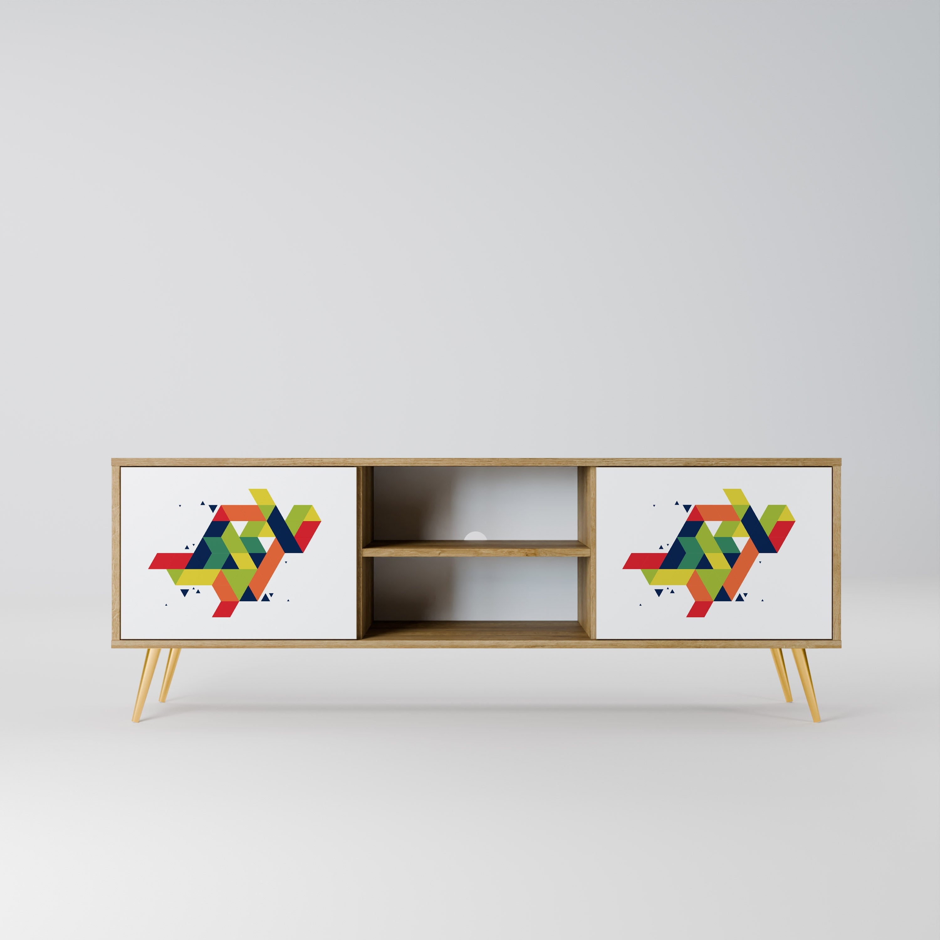 FUTURE SIGN 2-Door TV Stand in Oak Effect