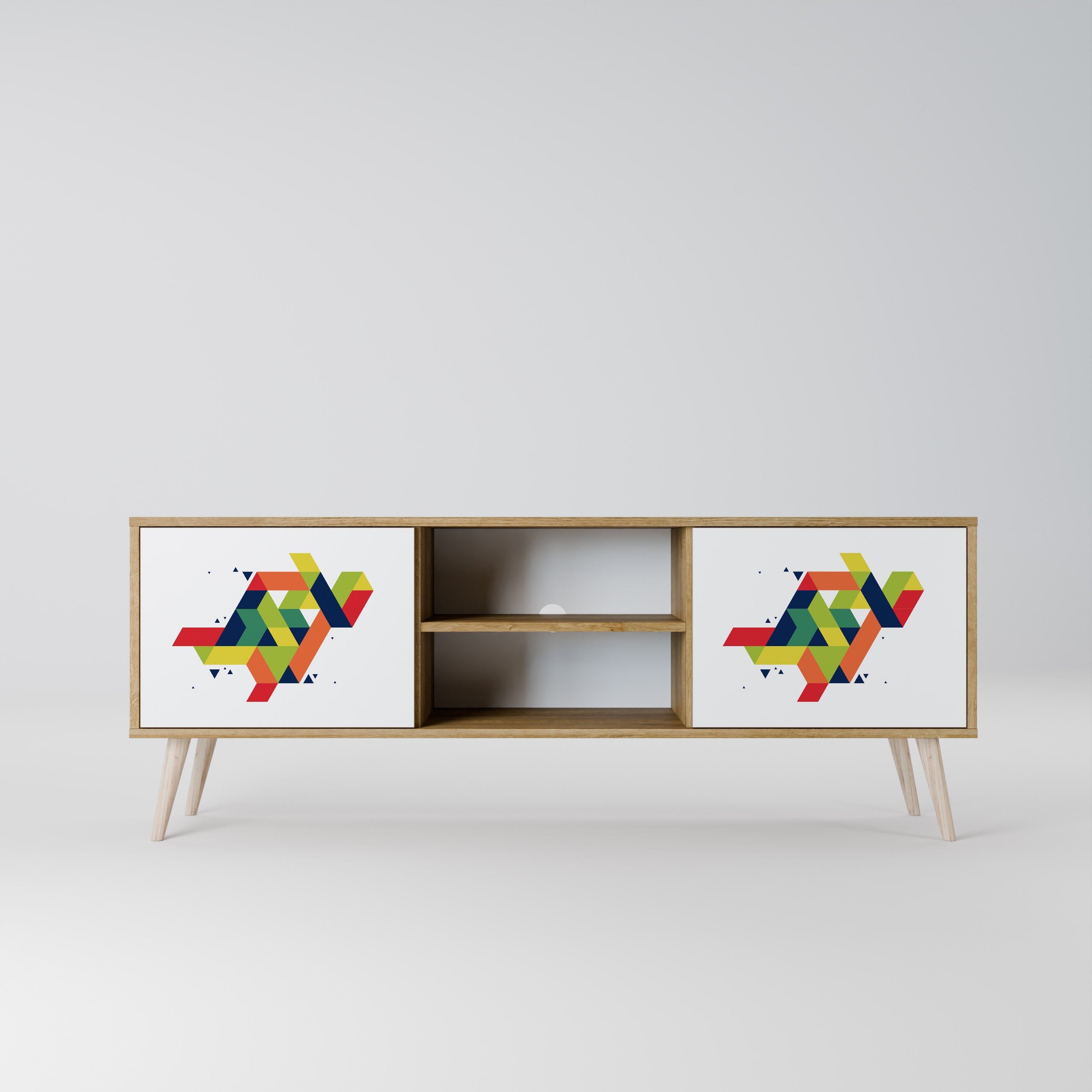 FUTURE SIGN 2-Door TV Stand in Oak Effect