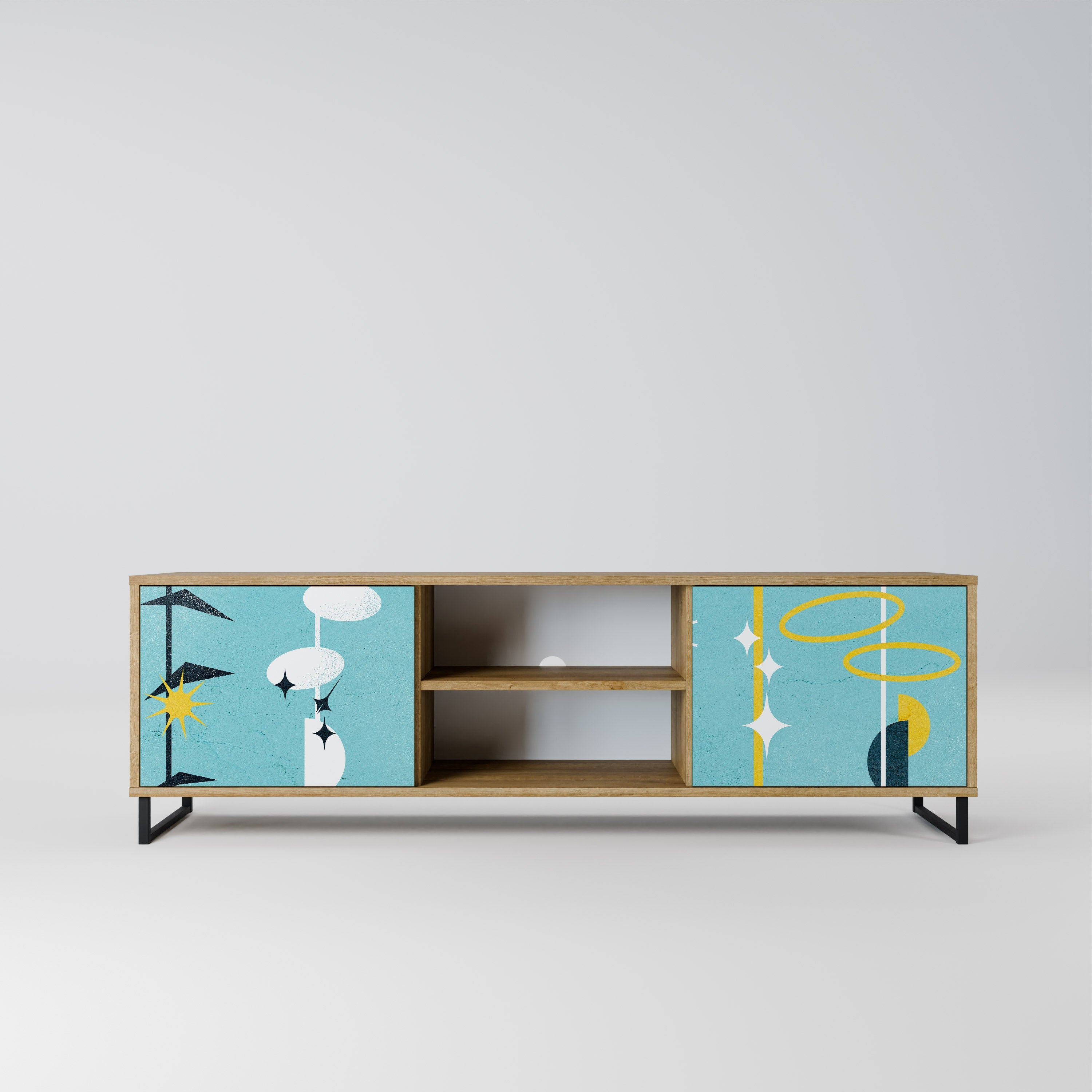 PATHS TO HAPPINESS 2-Door TV Stand in Oak Effect