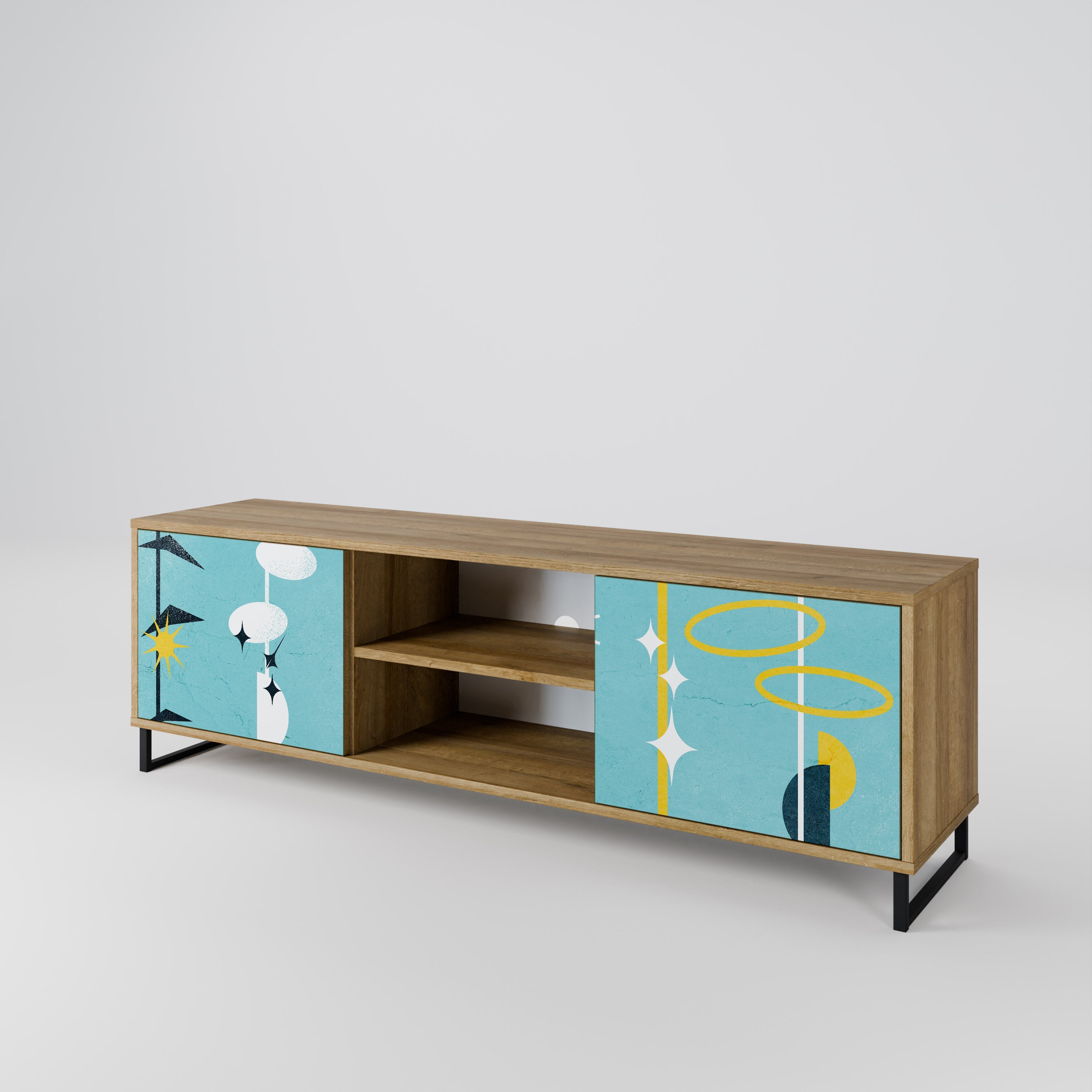 PATHS TO HAPPINESS 2-Door TV Stand in Oak Effect