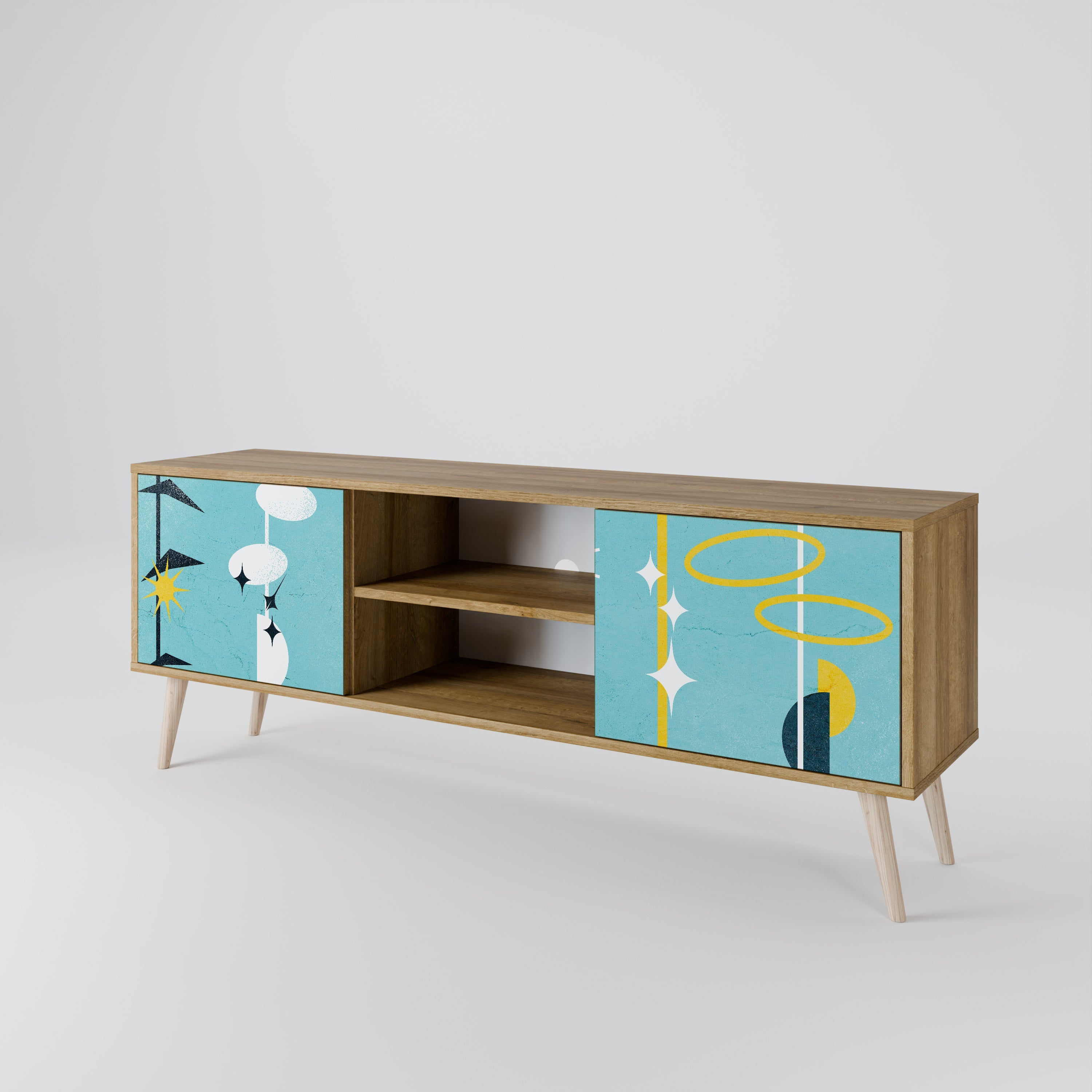 PATHS TO HAPPINESS 2-Door TV Stand in Oak Effect