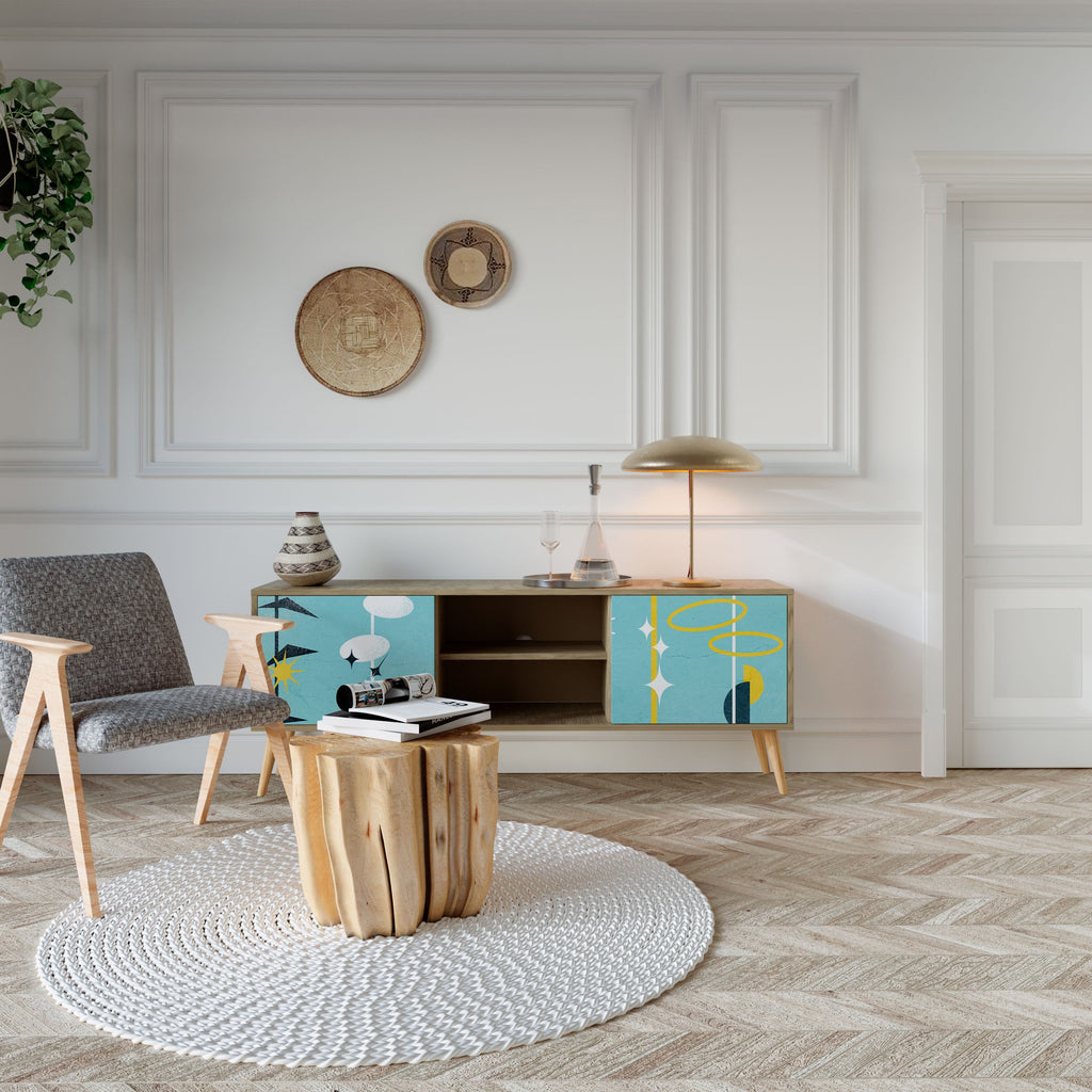 PATHS TO HAPPINESS 2-Door TV Stand in Oak Effect