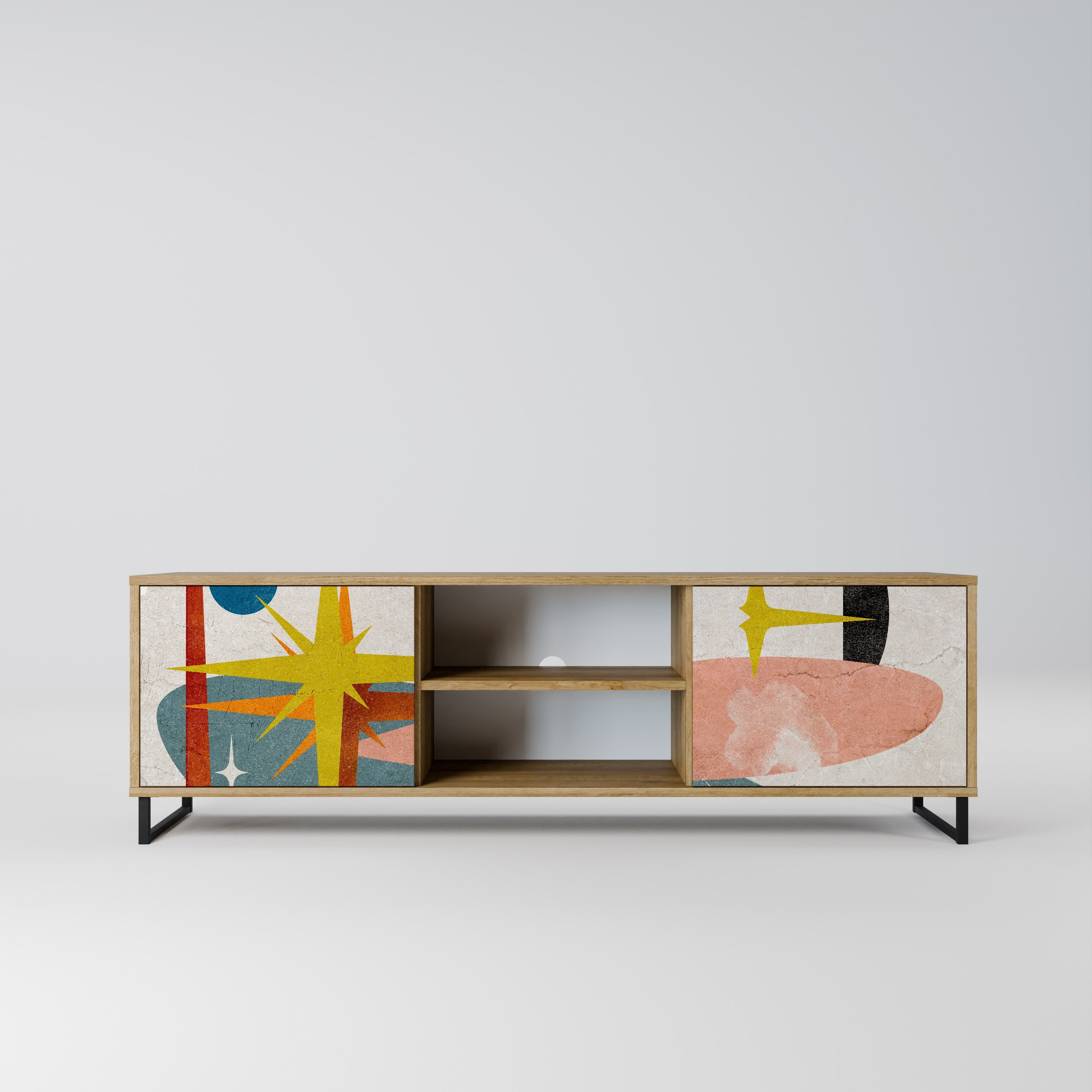 INTERSTELLAR VIBES 2-Door TV Stand in Oak Effect