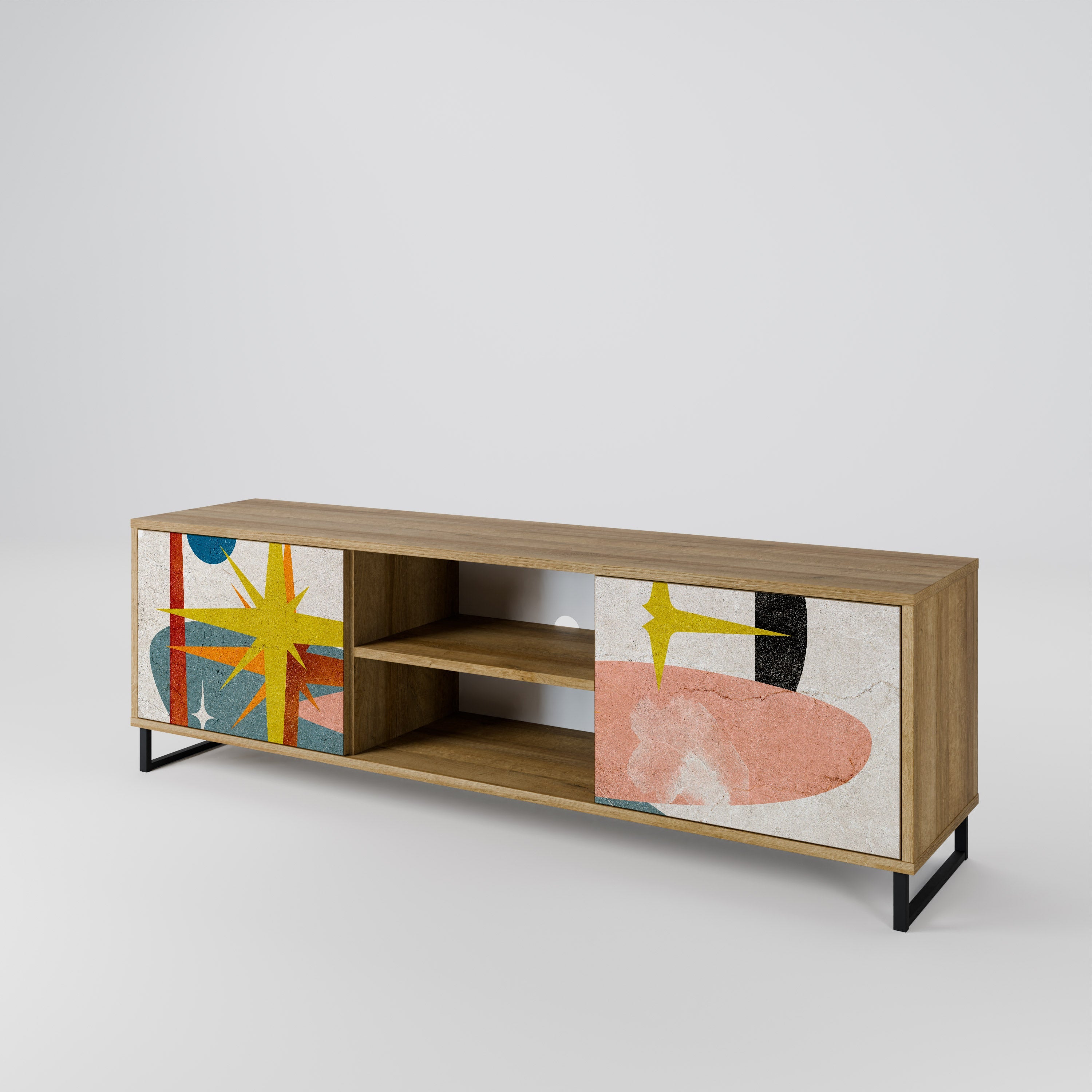 INTERSTELLAR VIBES 2-Door TV Stand in Oak Effect