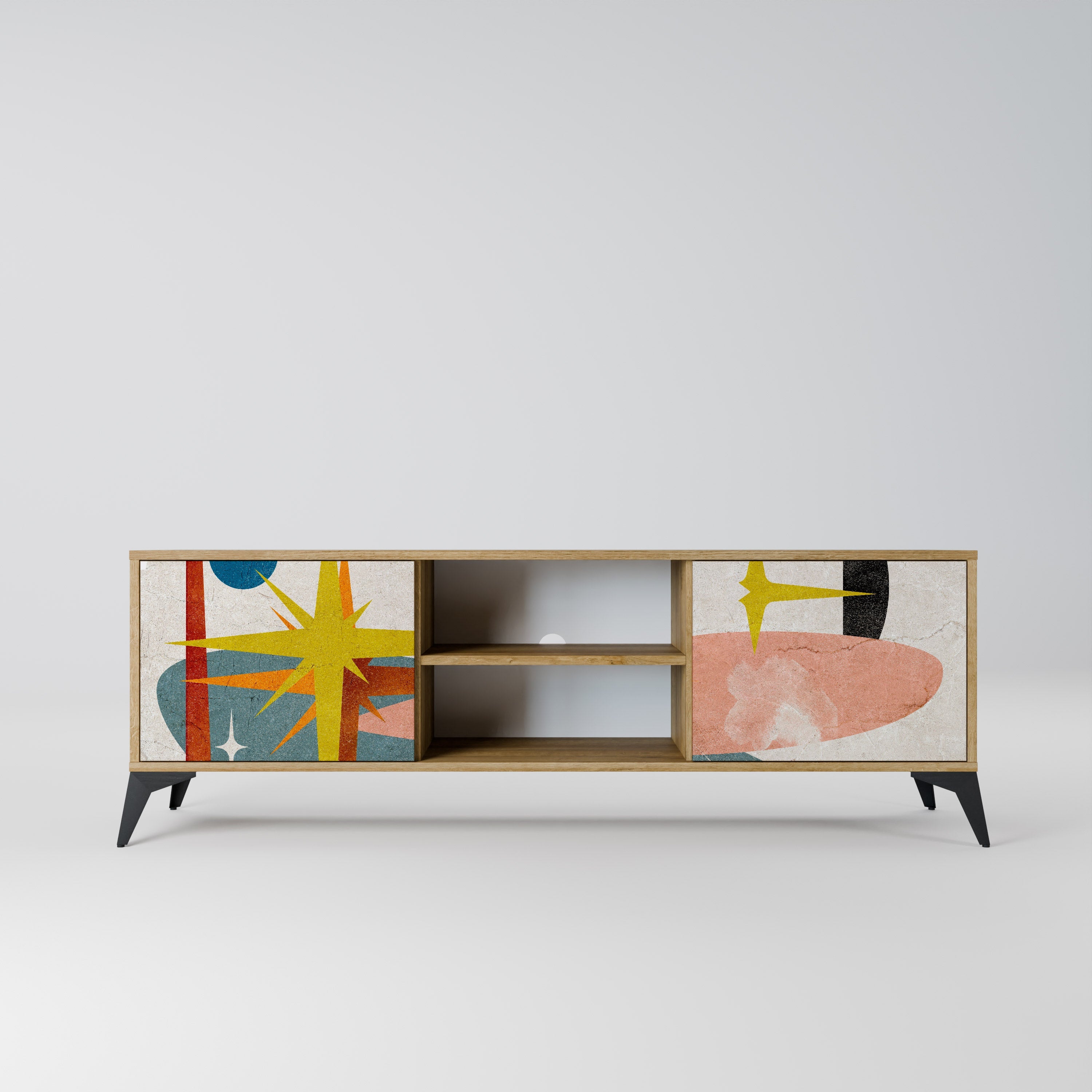 INTERSTELLAR VIBES 2-Door TV Stand in Oak Effect