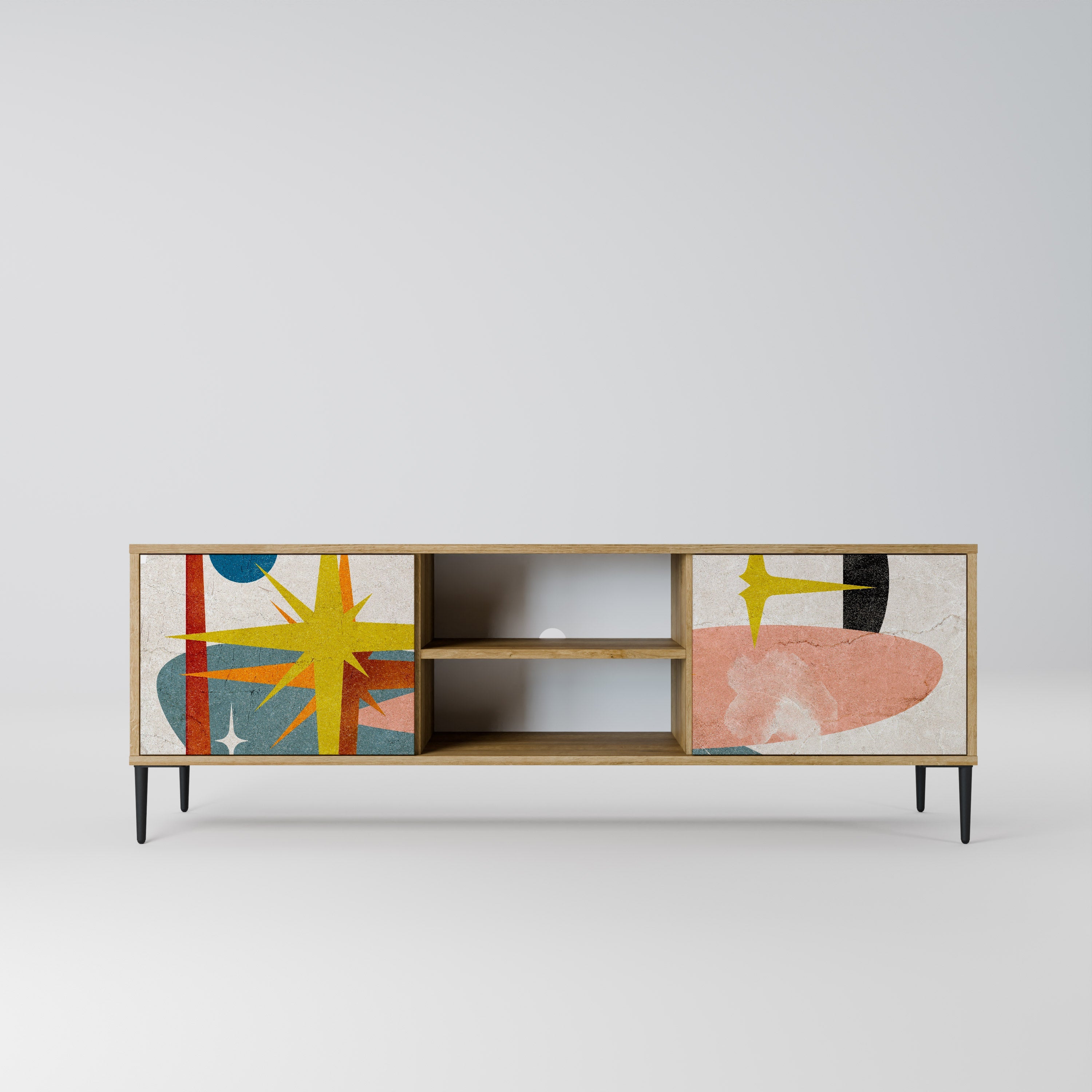 INTERSTELLAR VIBES 2-Door TV Stand in Oak Effect