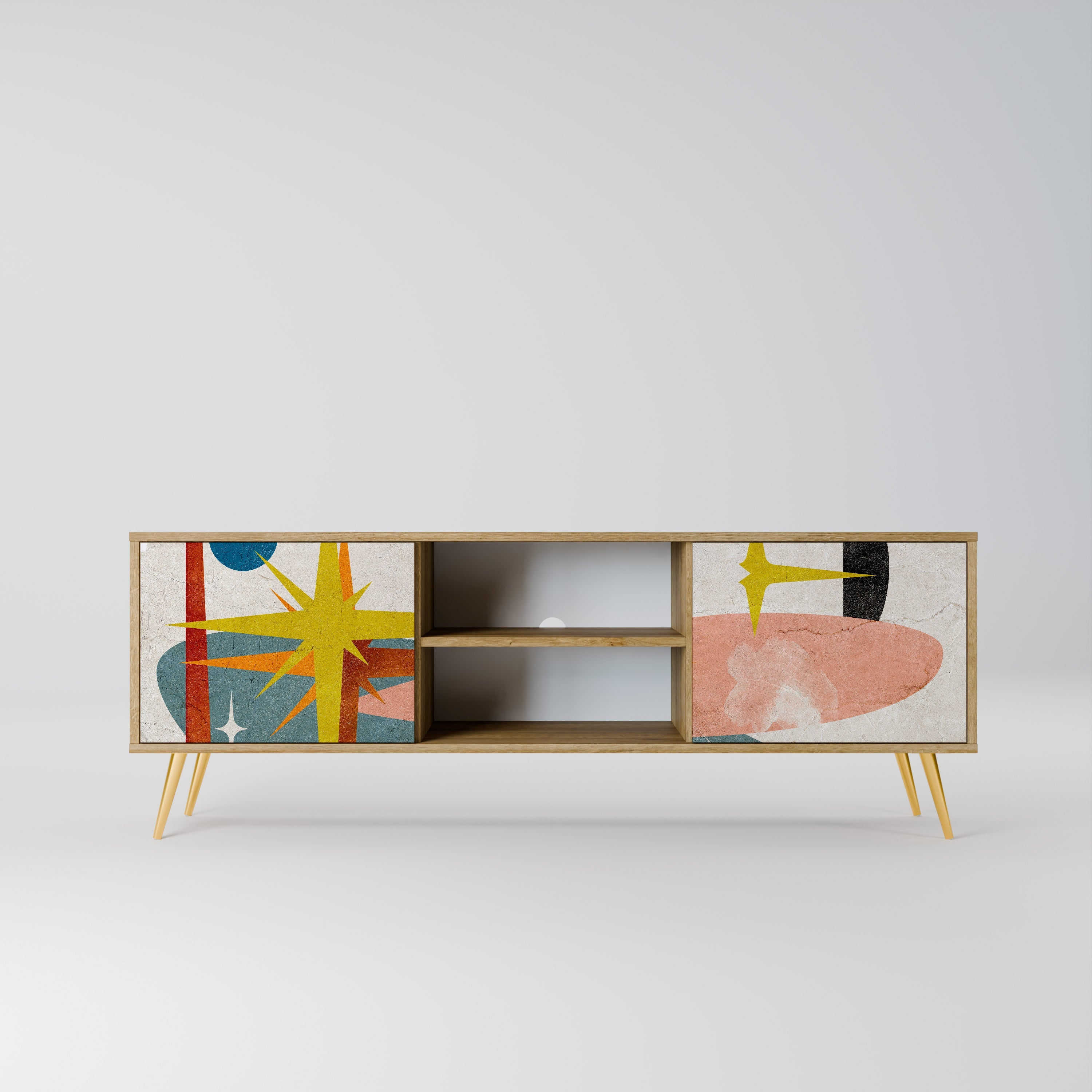 INTERSTELLAR VIBES 2-Door TV Stand in Oak Effect