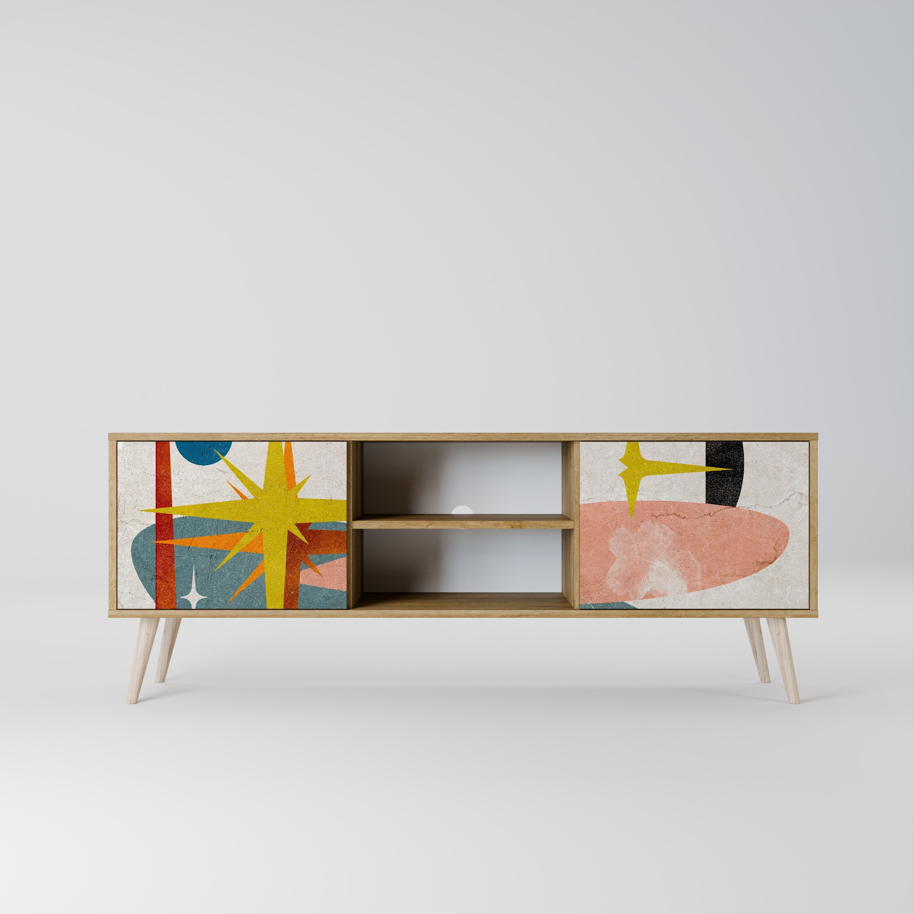 INTERSTELLAR VIBES 2-Door TV Stand in Oak Effect