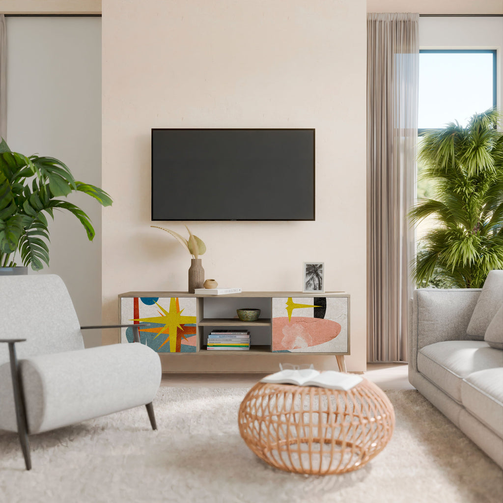 INTERSTELLAR VIBES 2-Door TV Stand in Oak Effect